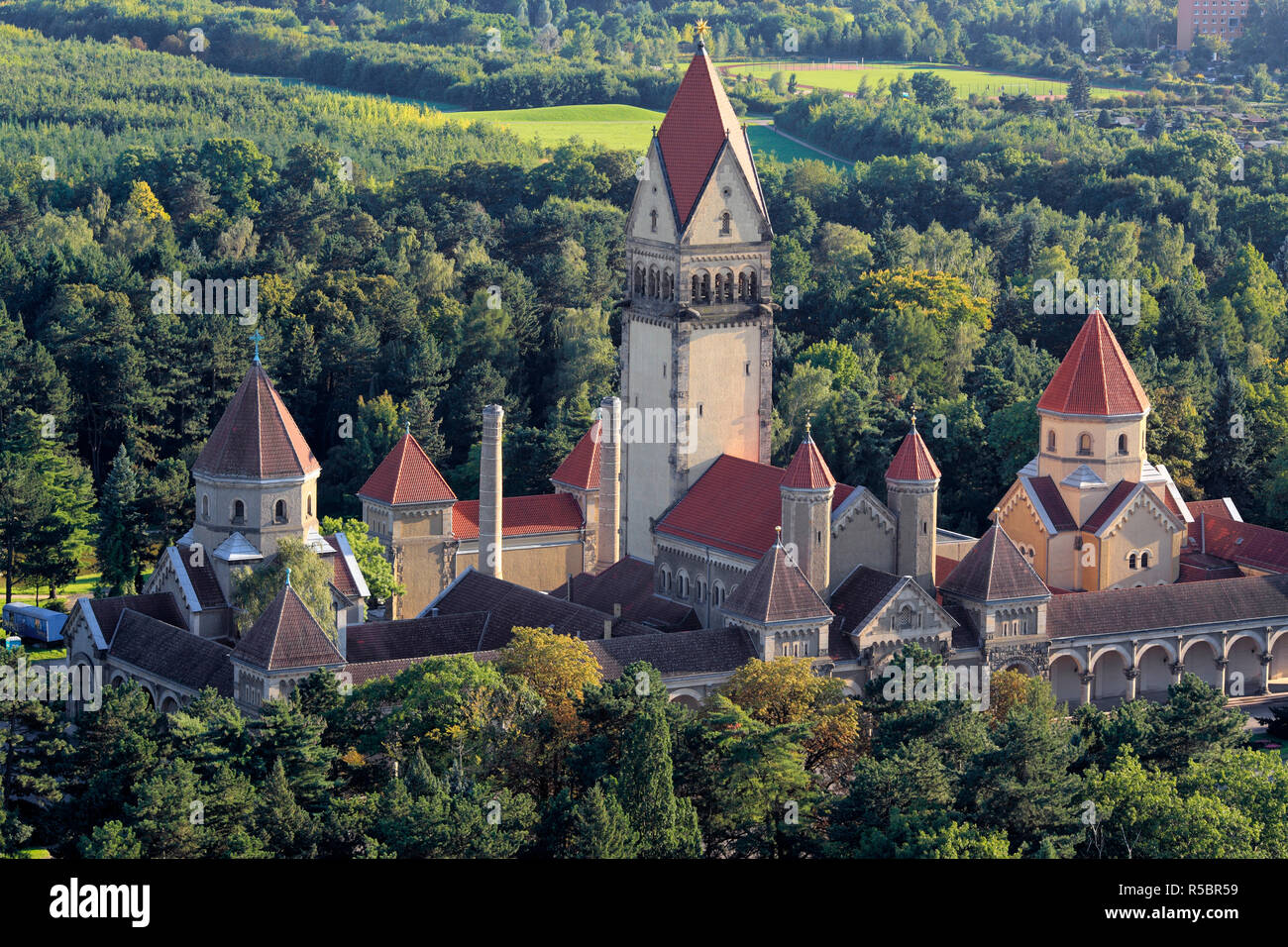 View of city from the monument to the Battle of the Nations (VÃ¶lkerschlachtdenkmal), 1913, Leipzig, Saxony, Germany Stock Photo