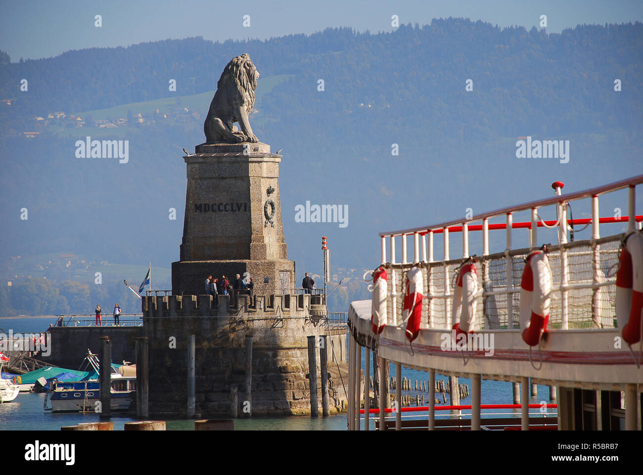 Harbour entrance of Lindau, Lake Constance (German: Bodensee) with the ...