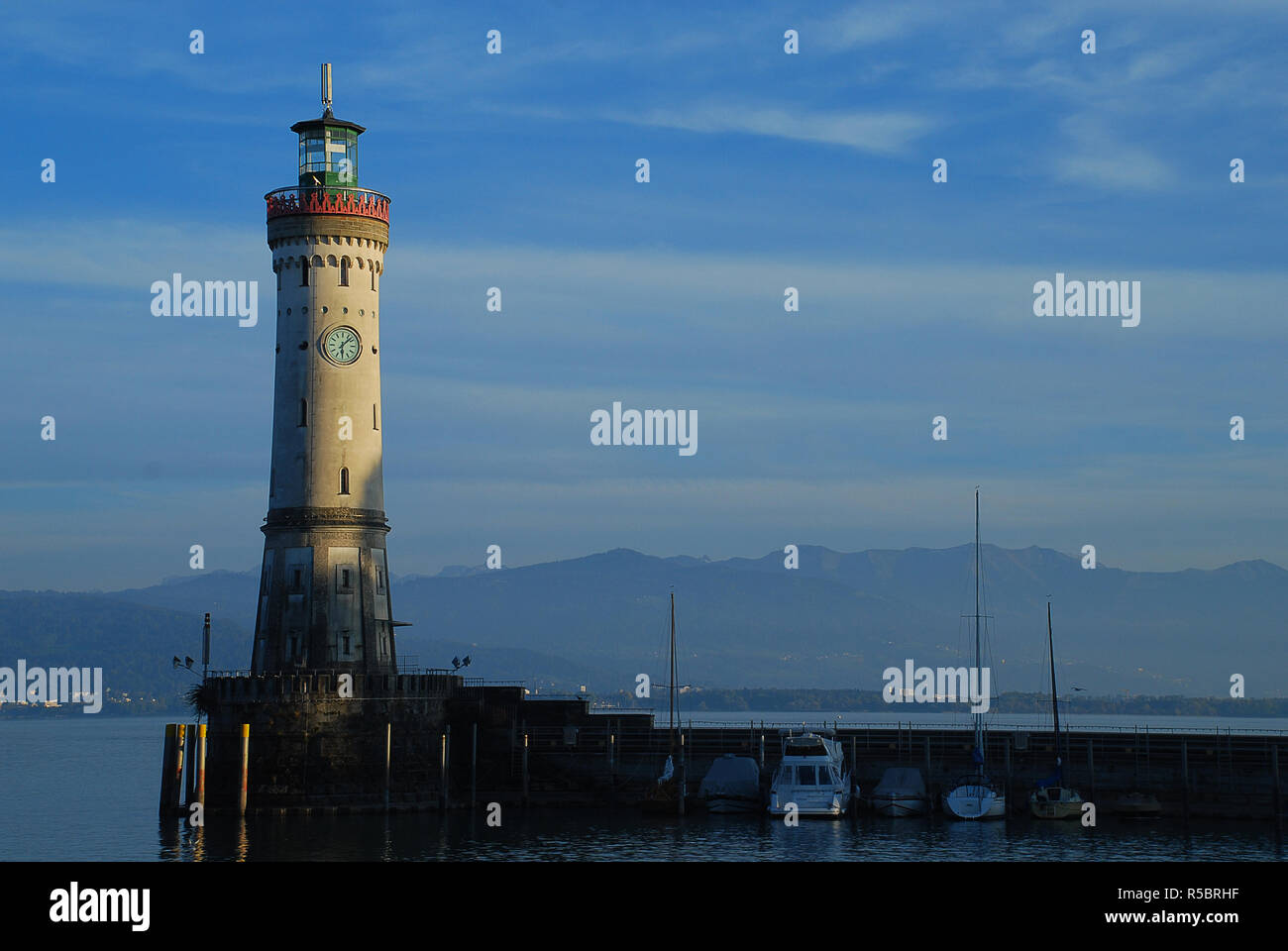 Harbour entrance of Lindau, Lake Constance (German: Bodensee) with the ...