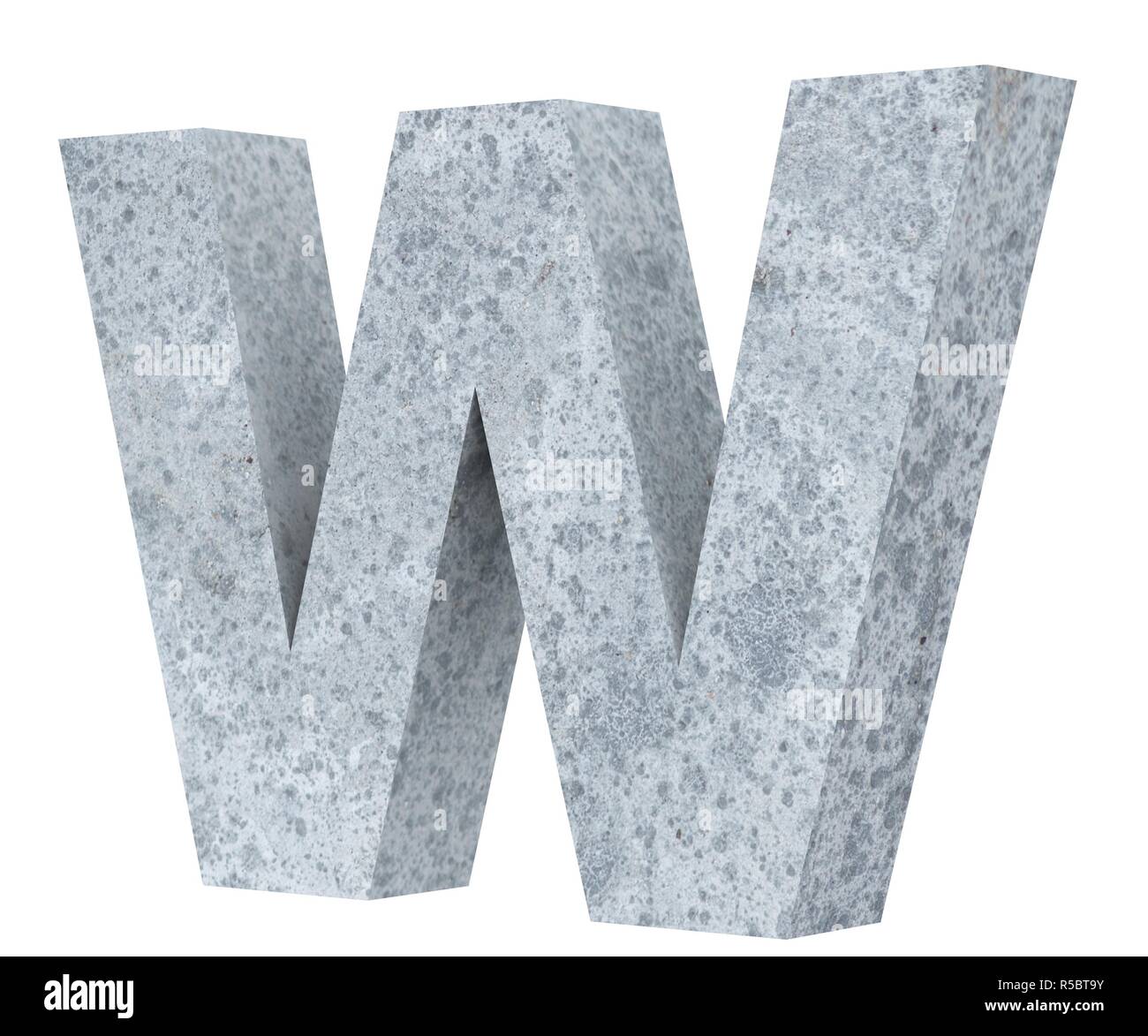 Concrete Capital Letter - W isolated on white background. 3D render ...
