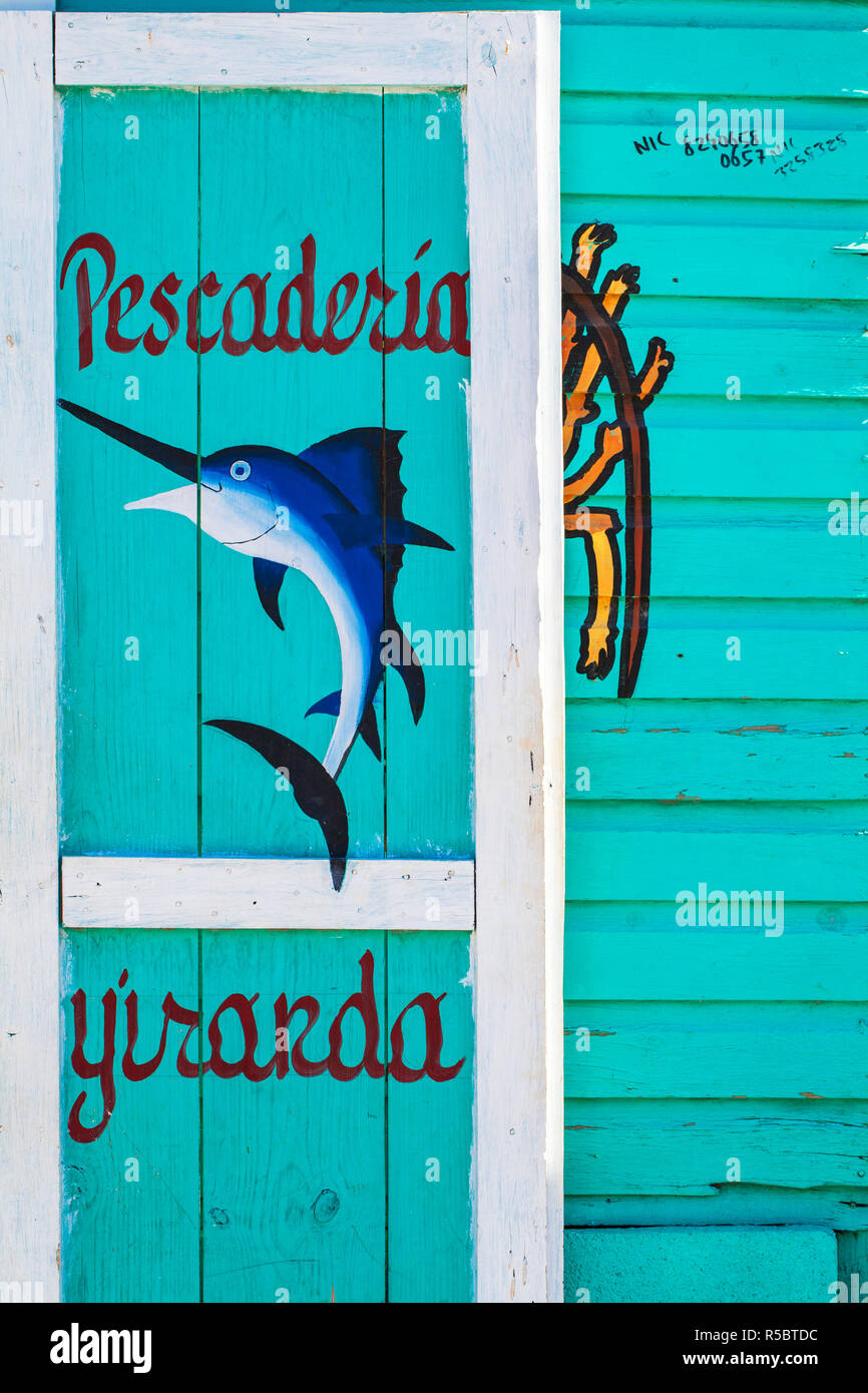 Dominican Republic, Rio San Juan, Fish shop Stock Photo - Alamy