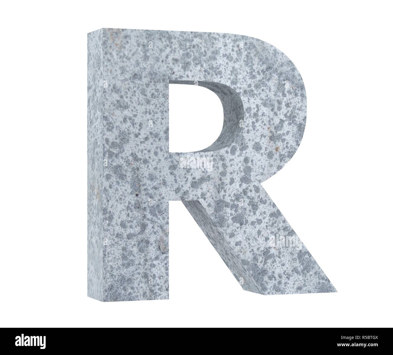 Concrete Capital Letter - R isolated on white background. 3D render ...