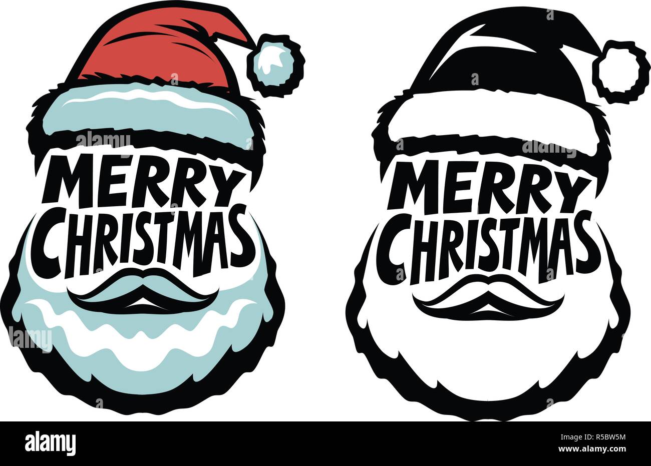 Merry Christmas, handwritten lettering. Santa Claus concept. Typographic design vector illustration Stock Vector