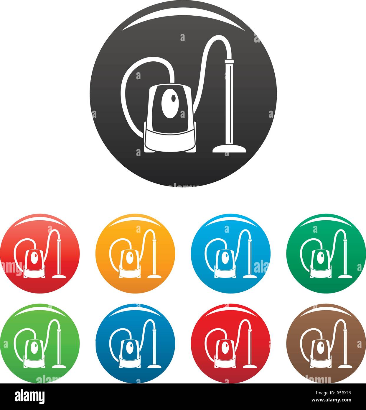 Plastic vacuum cleaner icons set 9 color vector isolated on white for ...