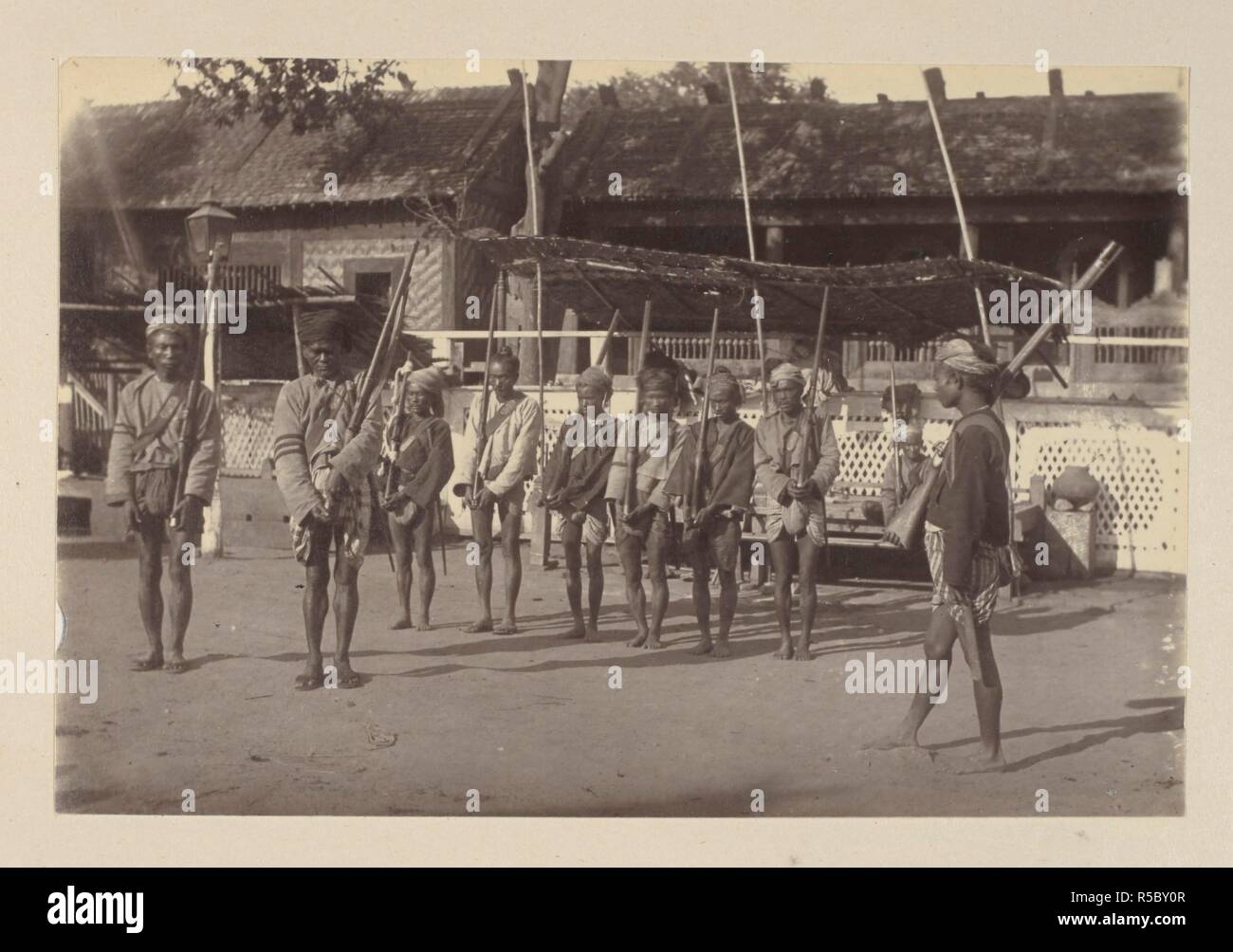 A Burmese Police Guard at Mandalay. 'Burmah. A series of one hundred  photographs illustrating incidents connected with the British Expeditionary  Force to that country, from the embarkation at Madras, 1st Nov, 1885