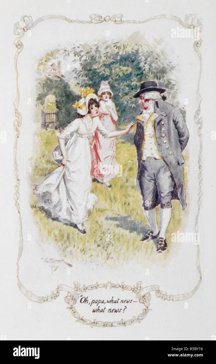 Oh Papa What News What News Illustration To Pride And Prejudice The Novel By Jane Austen Pride And Prejudice London J M Dent Sons 1907 Source 0128 G 2 3 Opposite