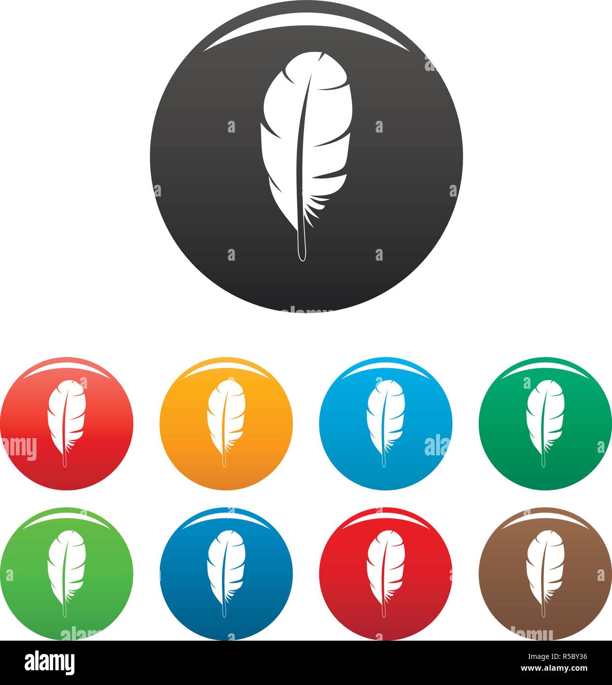 White feather icons set 9 color vector isolated on white for any design ...