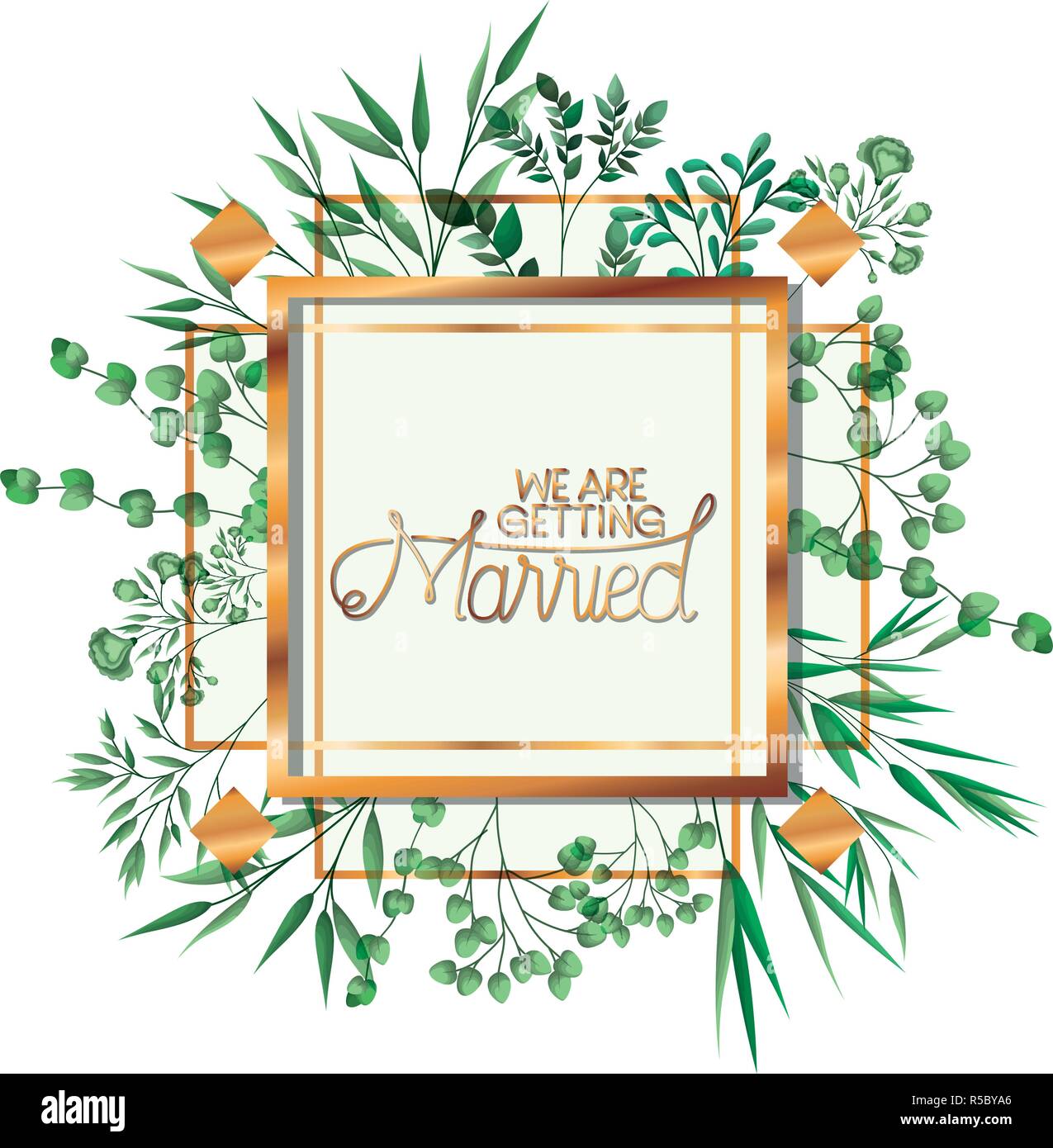 wedding invitation with golden frame Stock Vector Image & Art - Alamy