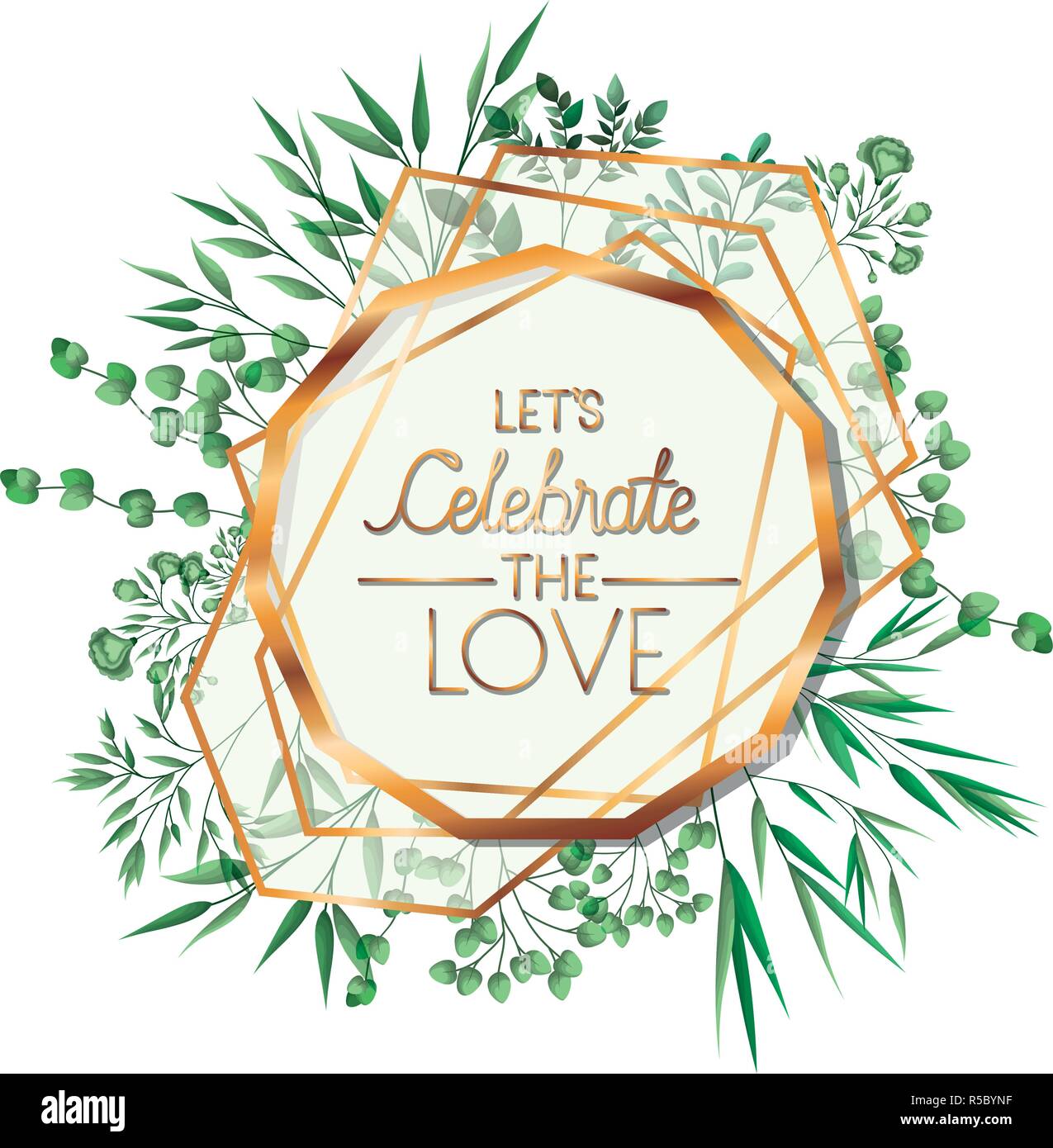 wedding invitation with golden frame Stock Vector Image & Art - Alamy