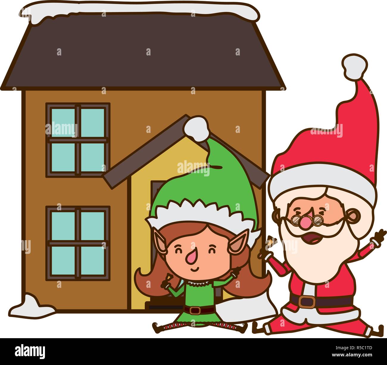 Woman front door house fun Stock Vector Images Alamy