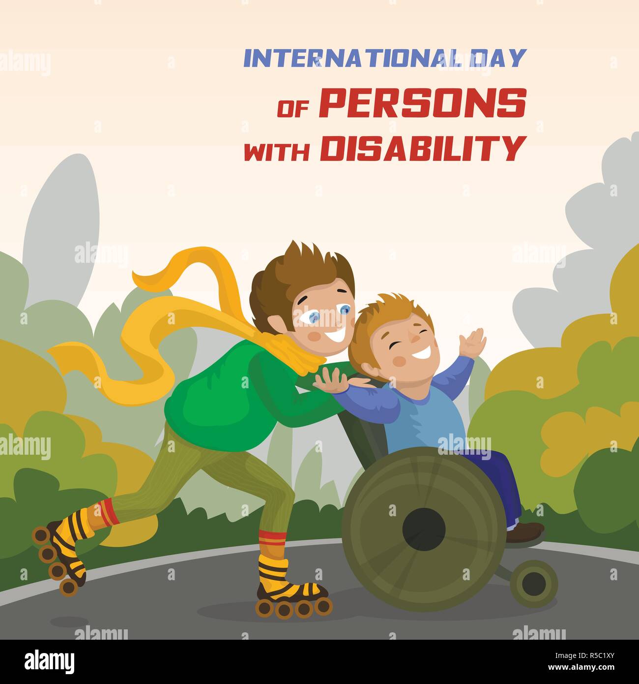 International day of persons with disability concept background. Cartoon illustration of international day of persons with disability vector concept background for web design Stock Vector