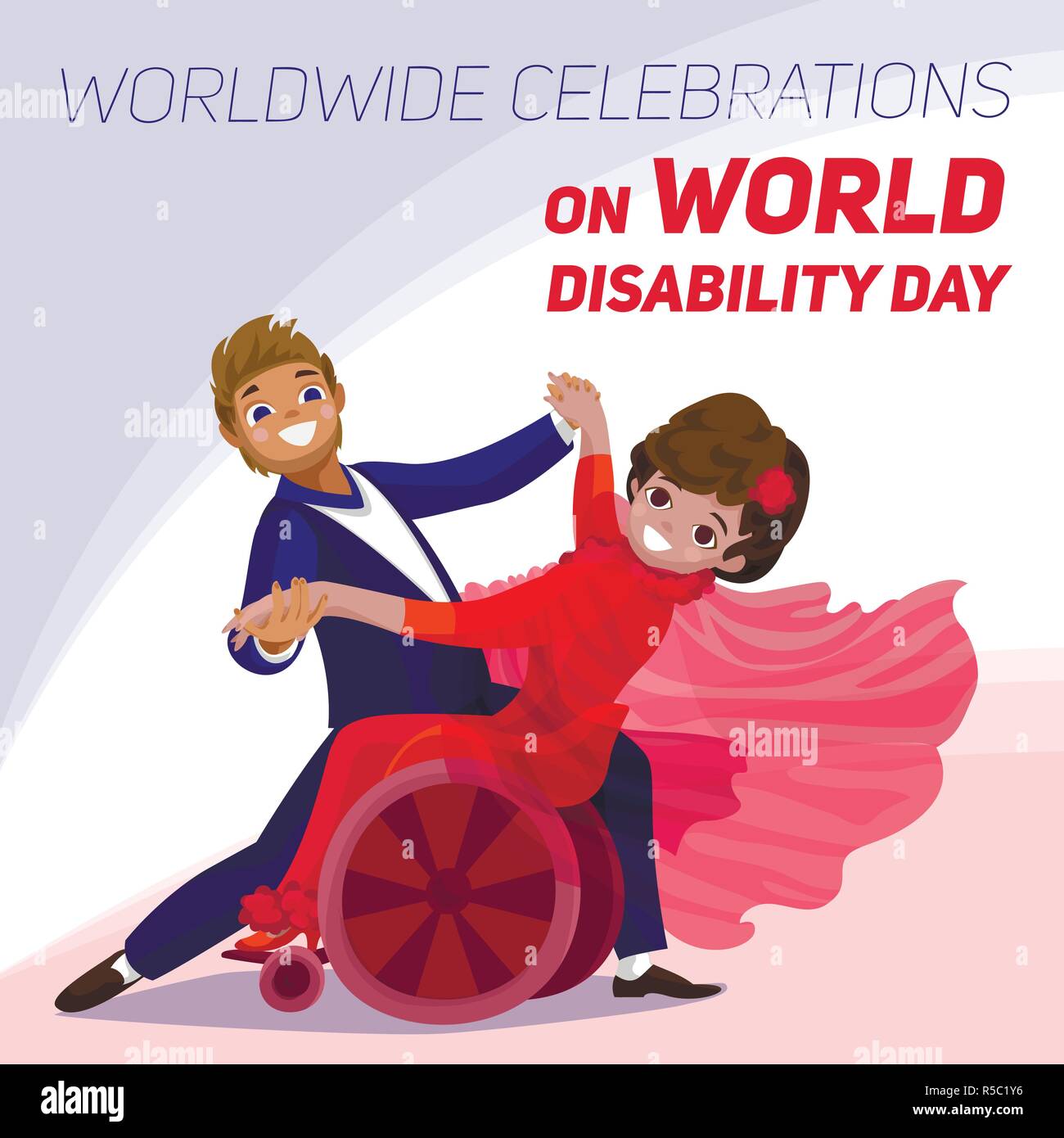 World disability day concept background. Cartoon illustration of world disability day vector concept background for web design Stock Vector