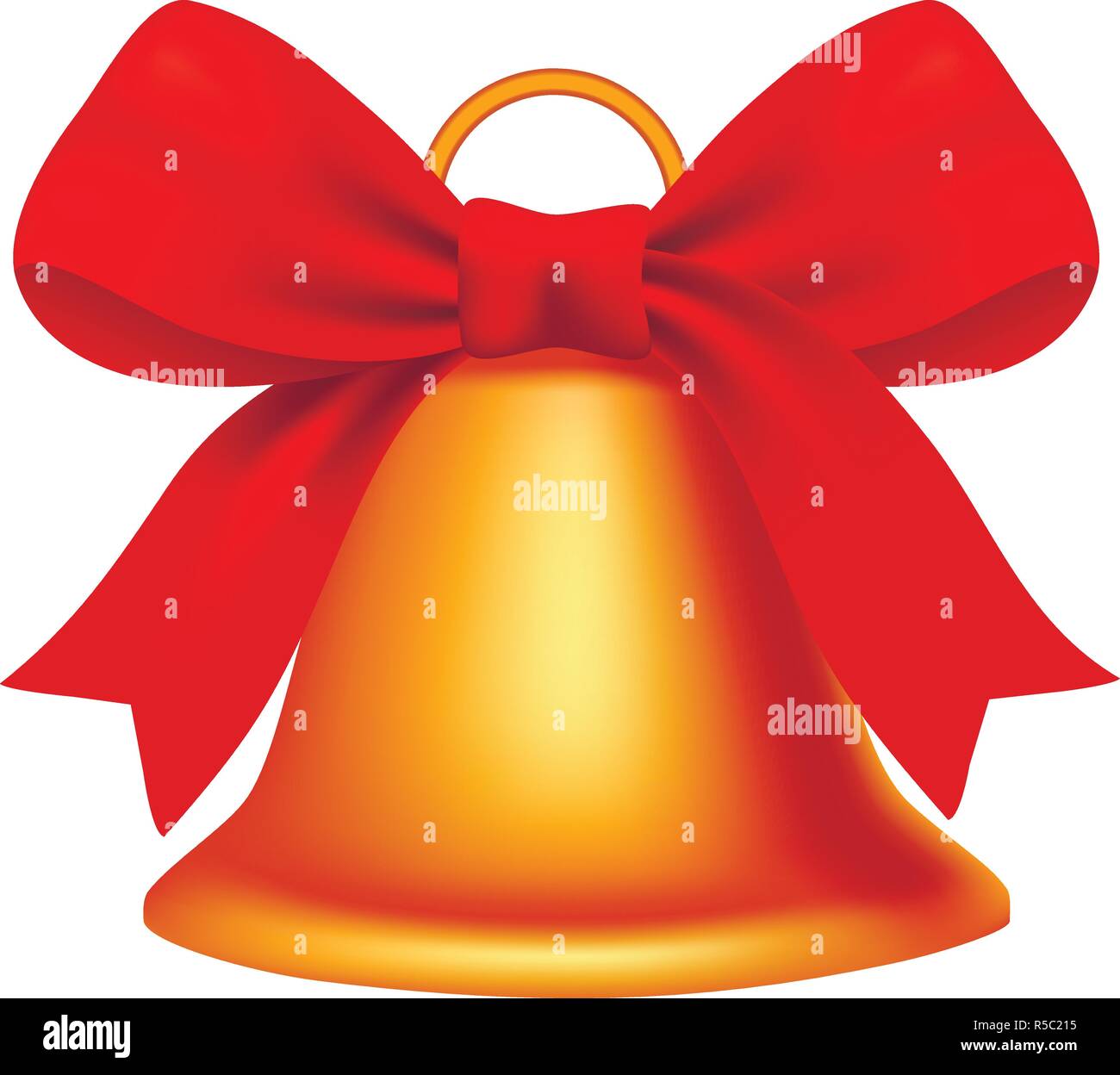 Realistic gold christmas bells red bow hi-res stock photography and ...