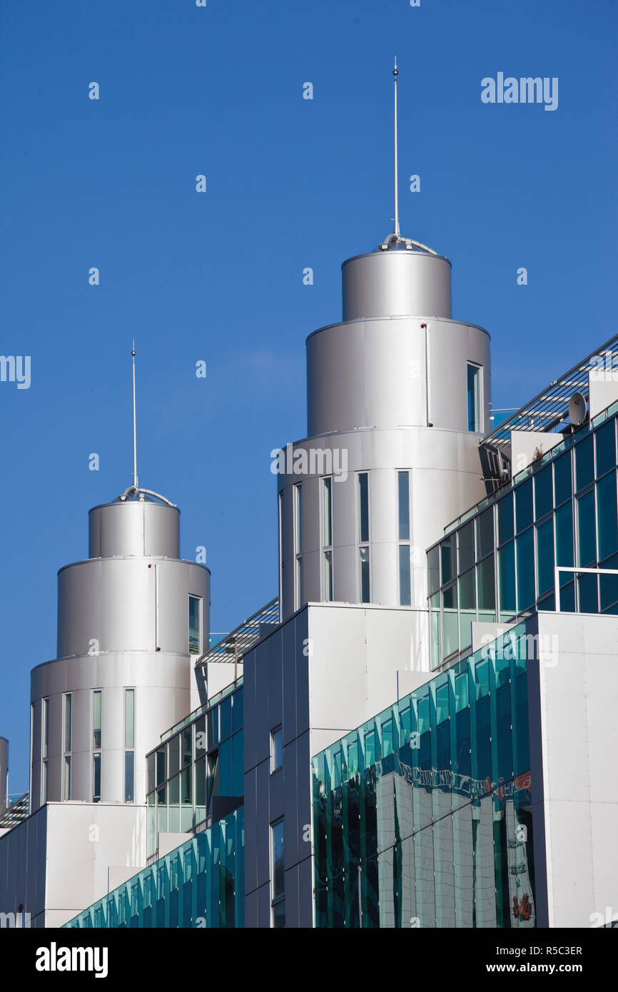 Estonia, Tallinn, New Town, Foorum Shopping Mall building on Narva Mantee highway, morning Stock Photo