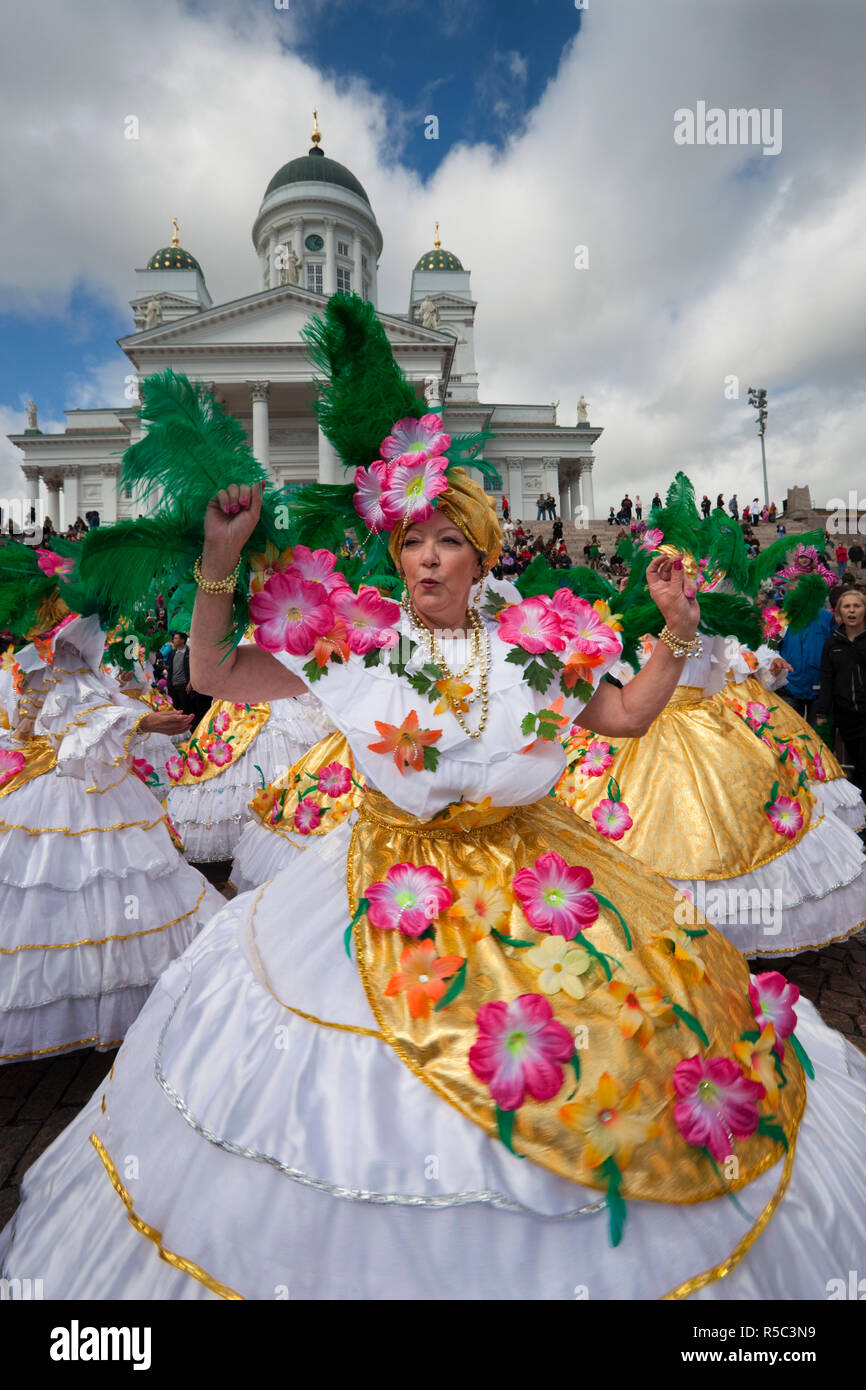 Finland, Helsinki, Helsinki Day Samba Carnaval in Senate Square, Senaatintori Stock Photo