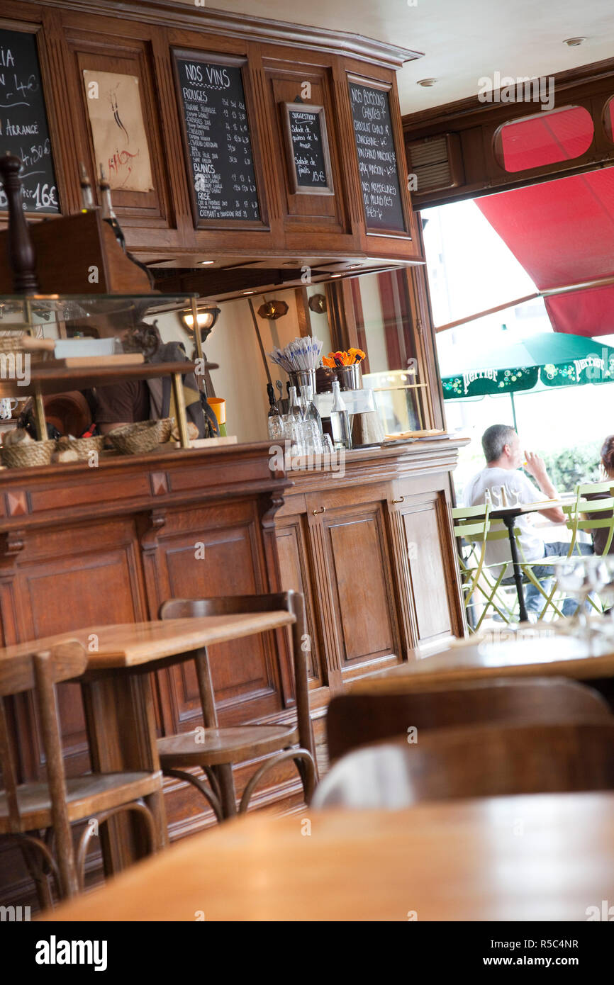 Cafe Interior, Bastille district, Paris, France Stock Photo