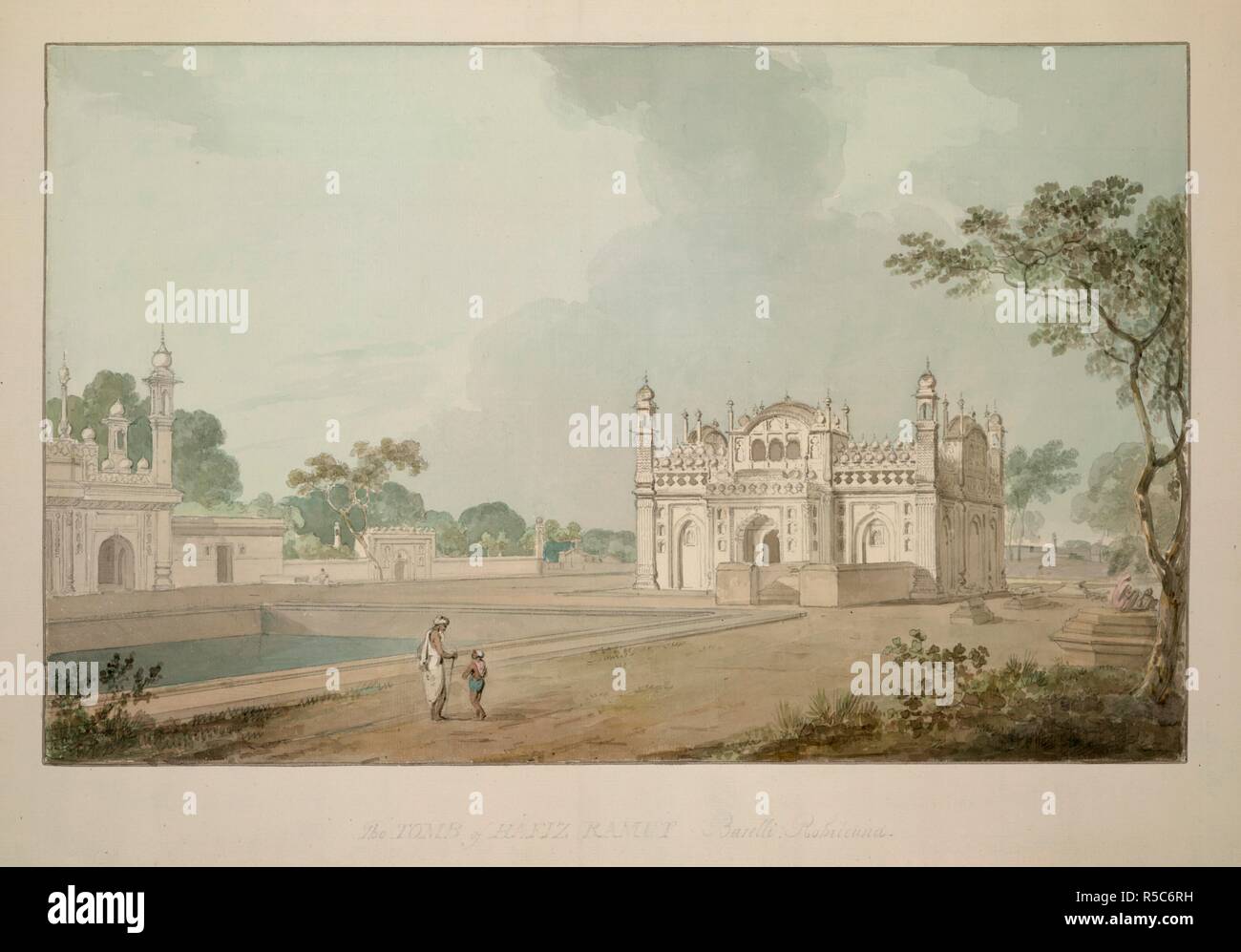 The Tomb of Hafiz Rahmat Khan, Bareilly (U.P.). 22nd May 1789. Bromley-Davenport Collection. 1789. pencil; watercolour. Source: WD 187. Language: English. Author: DANIELL, WILLIAM. DANIELL, THOMAS. Stock Photo