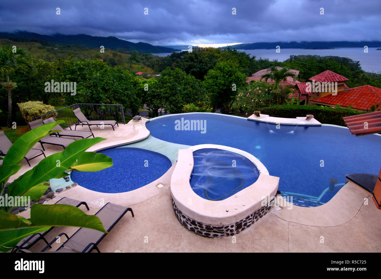 Costa Rica, El Castillo, Mountain Lodge, Lake Arenal, Swimming Pool Stock Photo