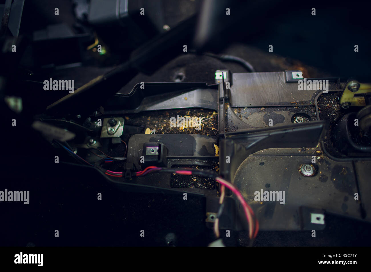close up part of a car automatic gear lever, gear shift, dismantling