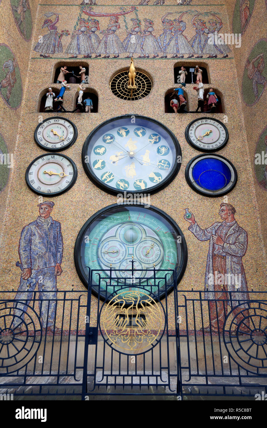 Communist Clock Czech Republic, Northern Moravia, Olomouc, Horni Namesti Square ...