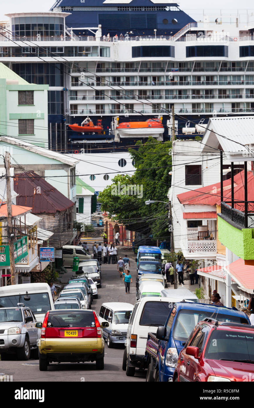 Dominica, Roseau, cruiseship in port Stock Photo Alamy