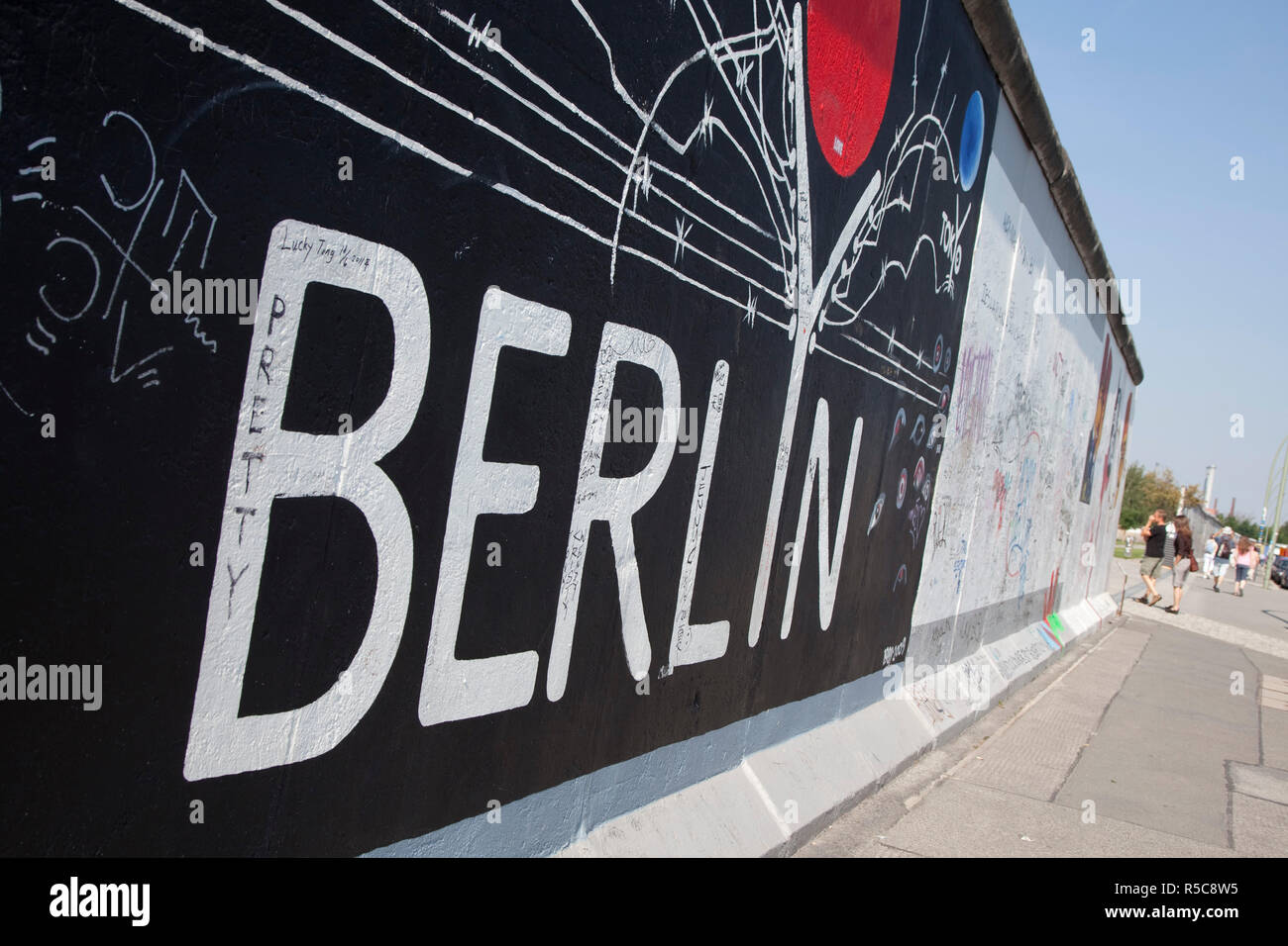 Eastside gallery (Berlin Wall), Muhlenstrasse, Berlin, Germany Stock Photo