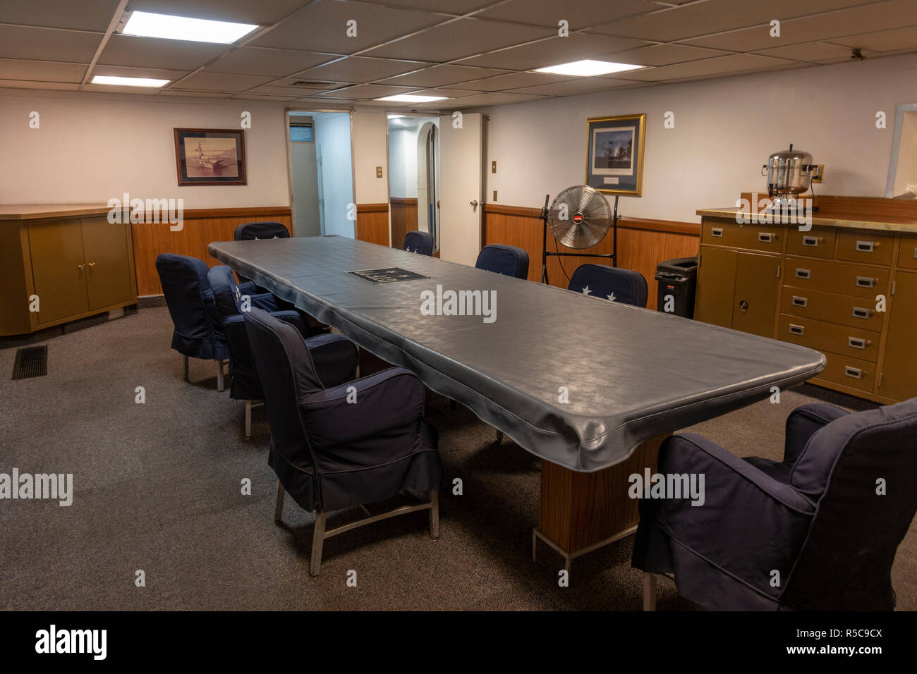 Stateroom in the Flag Officers's (Admiral's) Cabin, USS Midway, San Diego, California, United States. Stock Photo