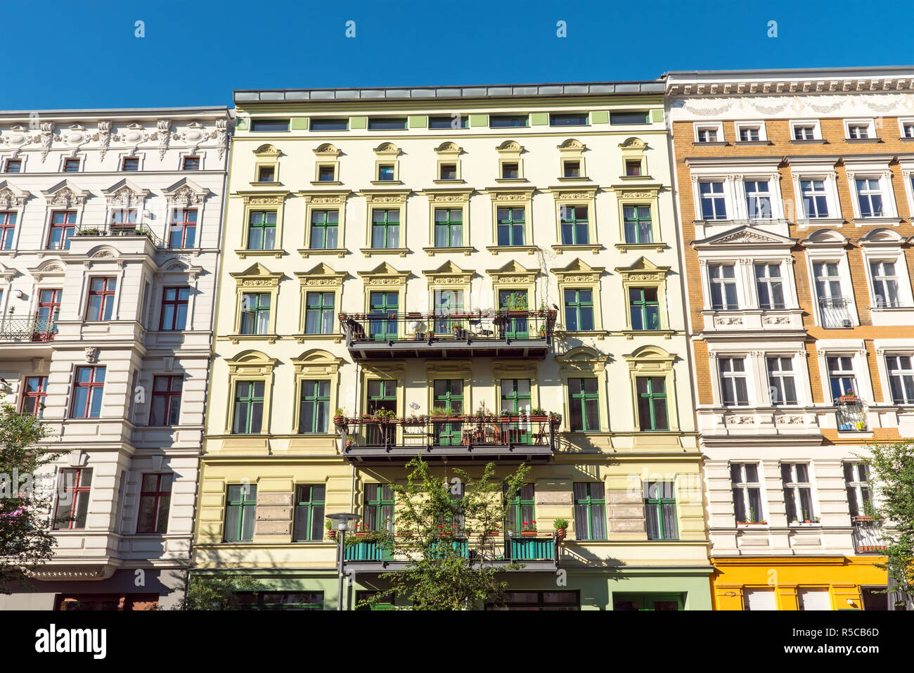 colorful renovated old buildings in prenzlauer berg in berlin Stock Photo