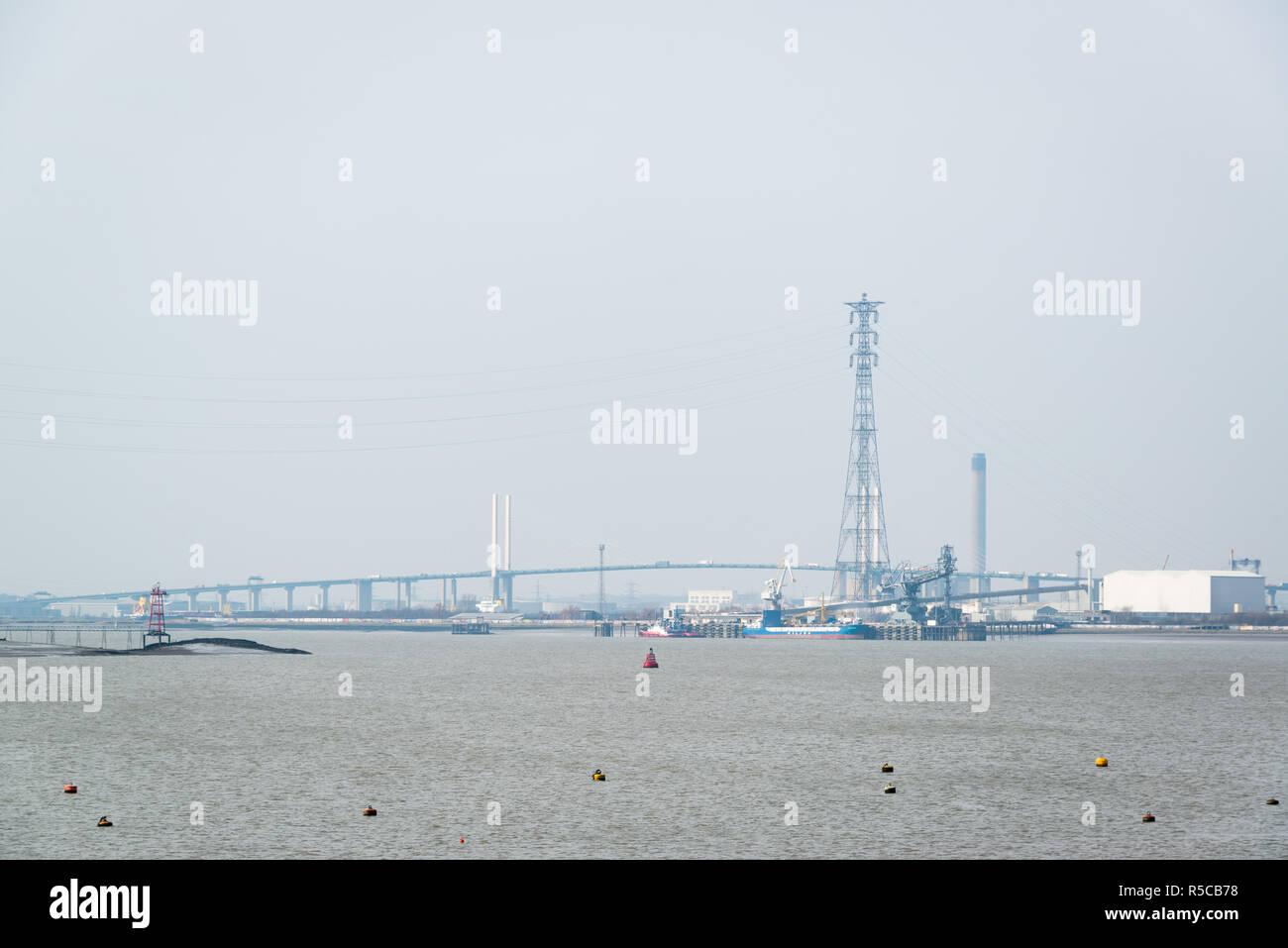 The Dartford Crossing, as seen from Grays, Kent, UK Stock Photo