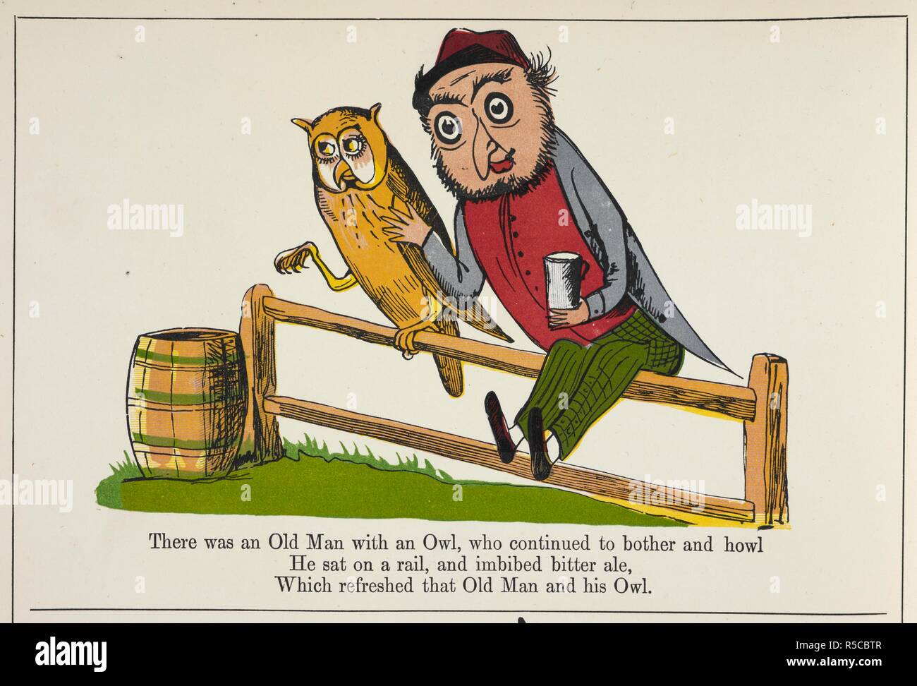 A humorous poem about a man with a owl. A Book of Nonsense. [With illustrations.]. London : Frederick Warne & Co., [1885?]. Source: 12332.dd.21. Author: LEAR, EDWARD. Stock Photo