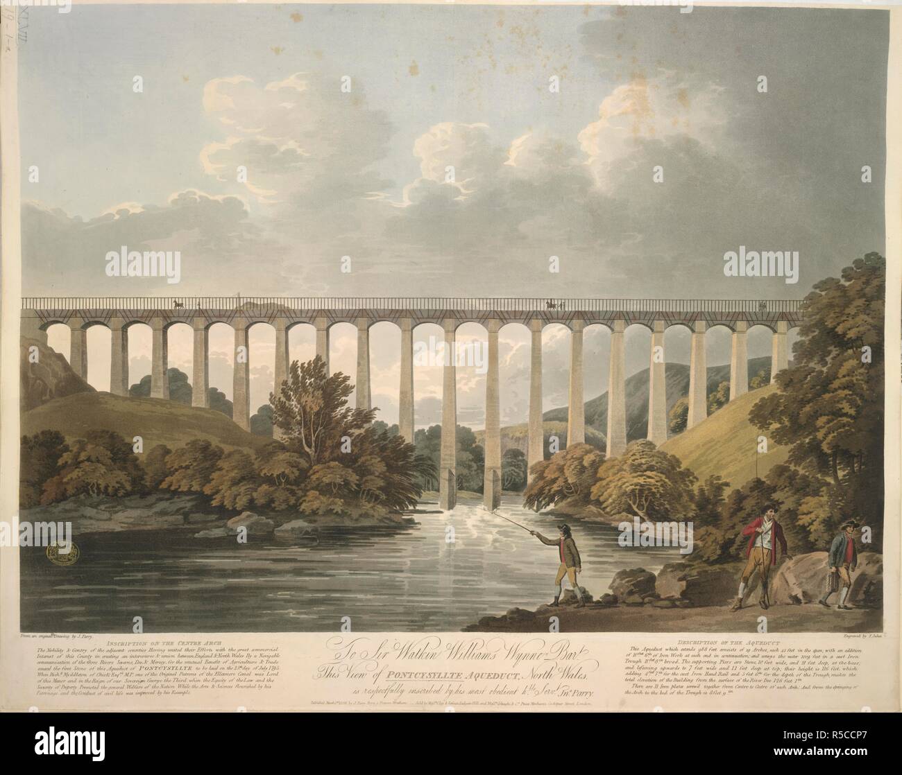 Pontcysyllte Aqueduct. View of Pontcysyllte Aqueduct, North Wales, by I. Parry; engraved by Jukes. . Source: Maps.K.Top.47.19.1.a,. Stock Photo