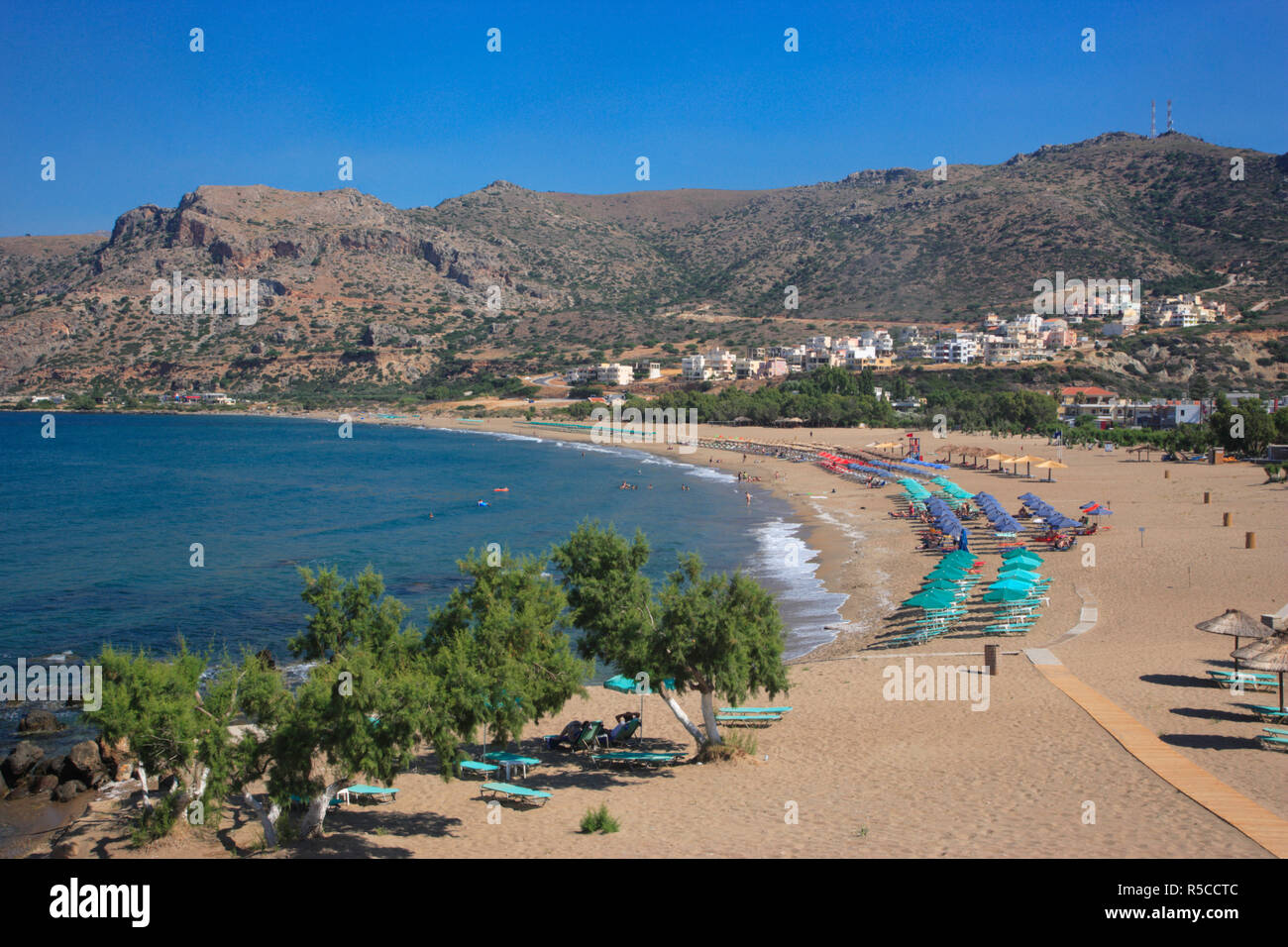 Greece, South Crete. General view of Beach and Paleochora village Stock Photo