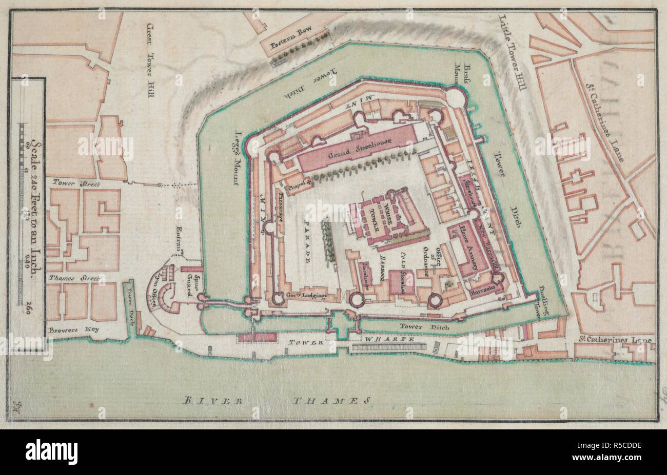Plan Of The Tower Of London Plans Of Fortifications In Great Britain The Mediterranean And North America England 1752 Source Add F 69 Language English Stock Photo Alamy