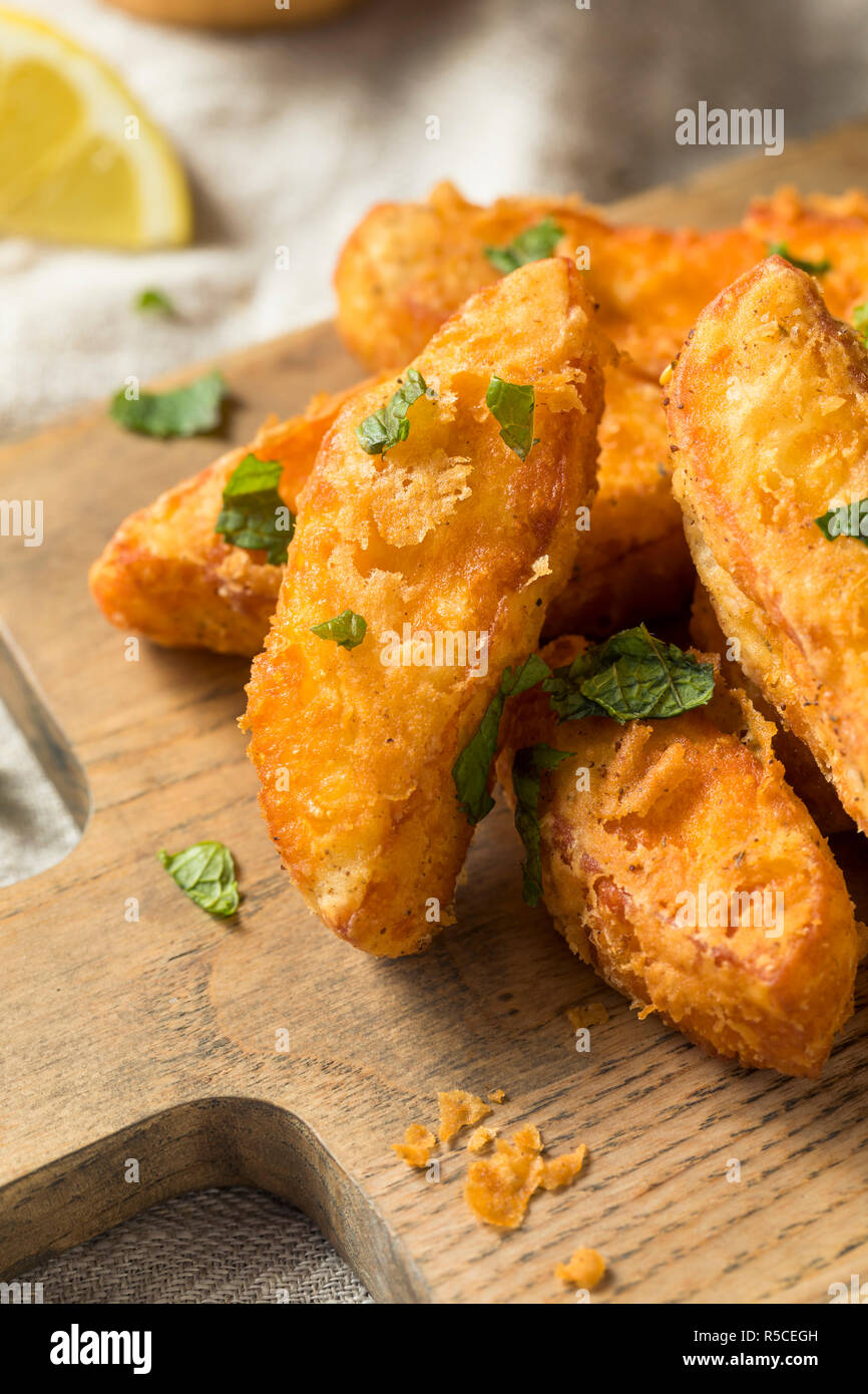Homemade Deep Fried Halloumi Fries with Yogurt Dip Stock Photo Alamy