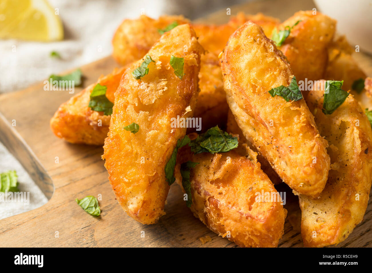 Homemade Deep Fried Halloumi Fries with Yogurt Dip Stock Photo Alamy