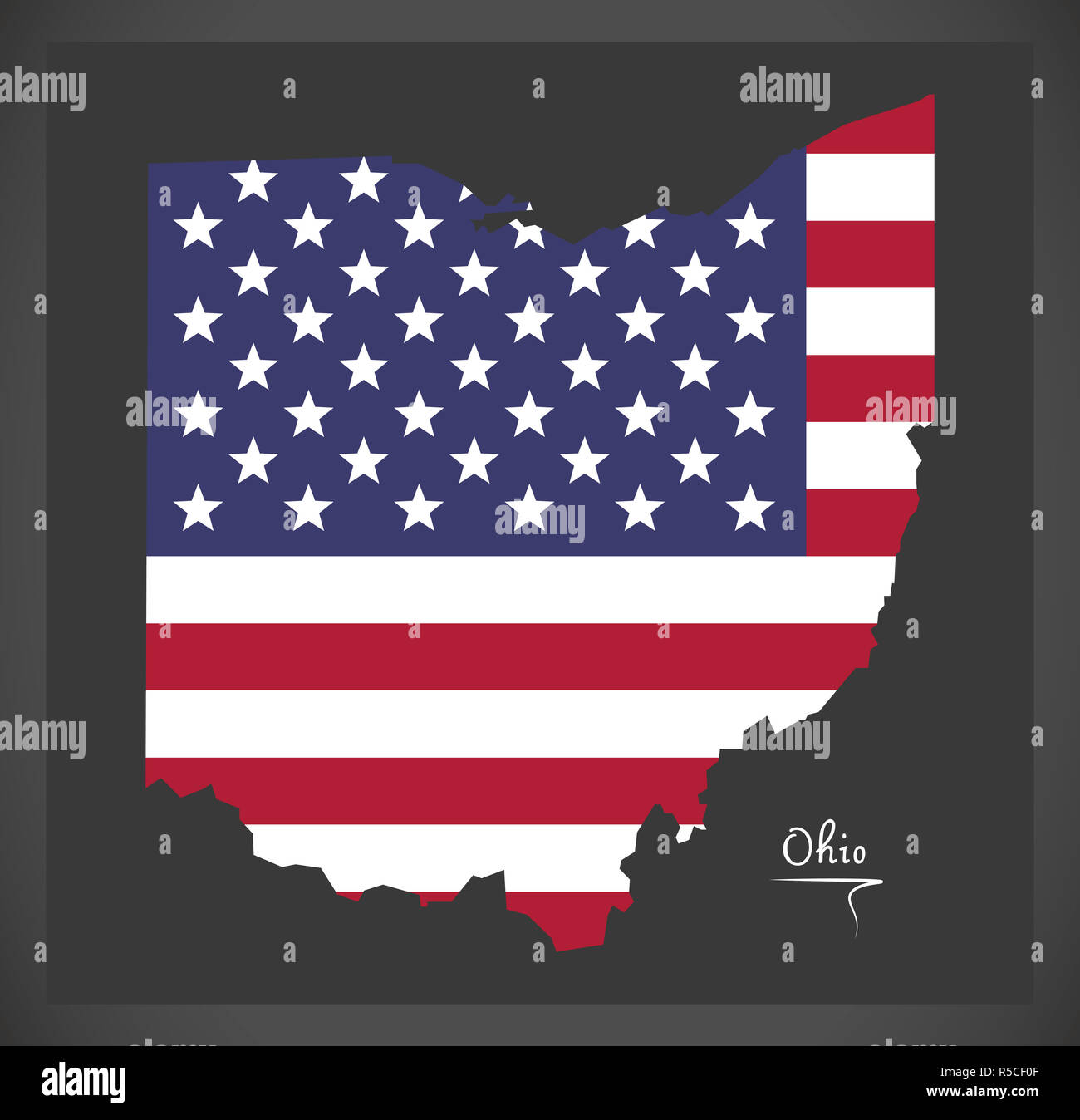Ohio map with American national flag illustration Stock Photo - Alamy