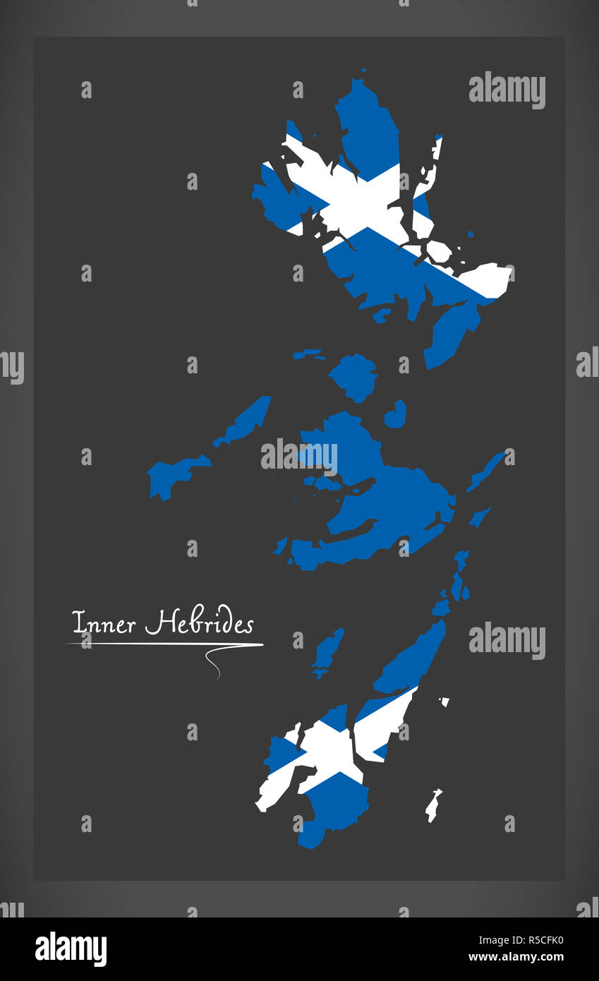Map of the new hebrides hi res - Inner Hebrides Map With Scottish National Flag Illustration R5CFK0