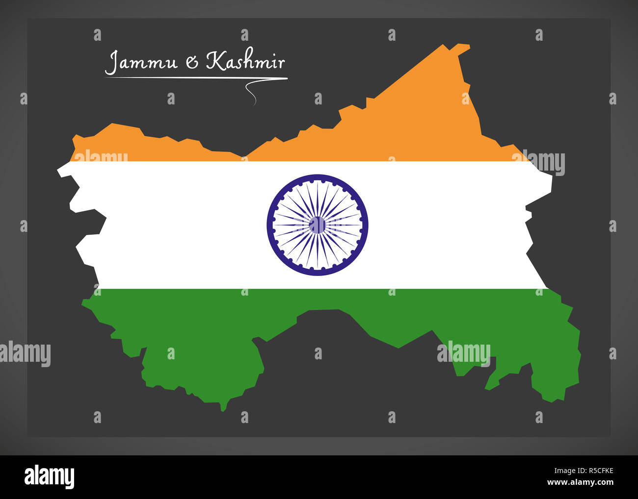 map jammu and kashmir flag Jammu And Kashmir Map With Indian National Flag Illustration Stock map jammu and kashmir flag