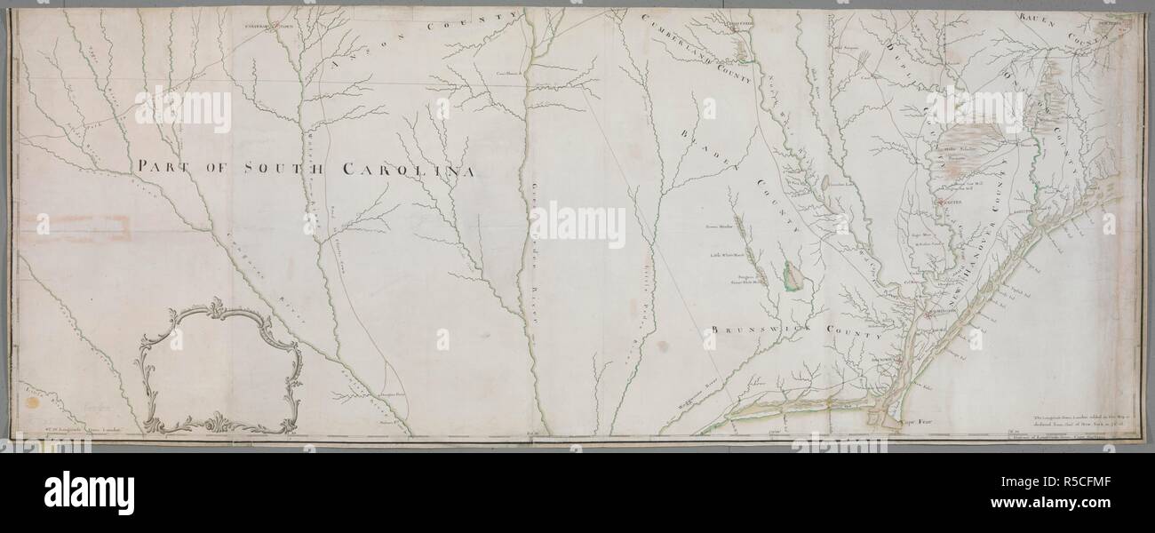 A map of the southern part of North Carolina. Map of the southern part of North Carolina. [North Carolina?] : [John Collet?], [about 1768.]. Source: Maps K.Top.122.50. Language: English. Stock Photo