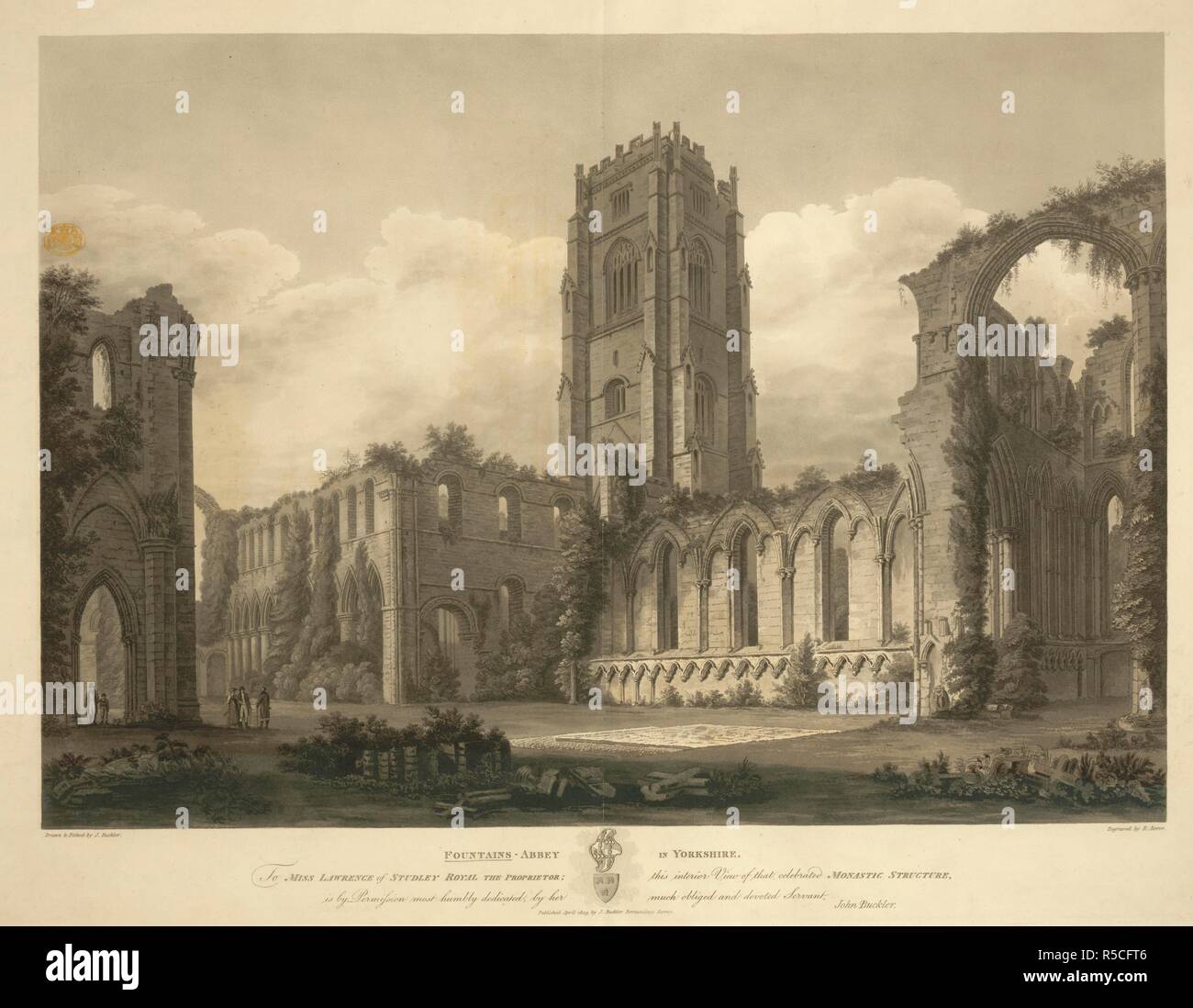A view of Fountains Abbey in Yorkshire. Interior Views of Fountains