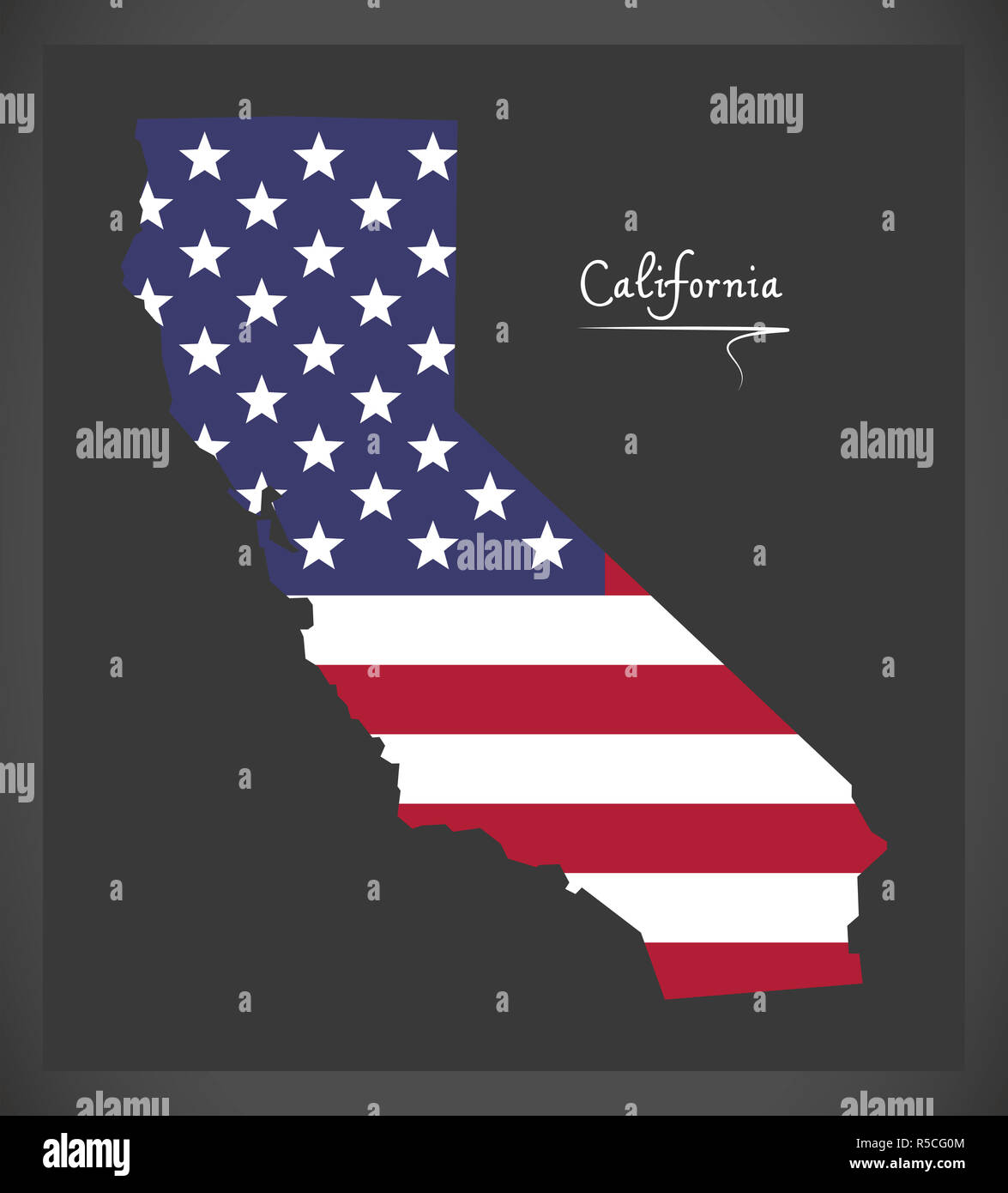 California map with American national flag illustration Stock Photo Alamy