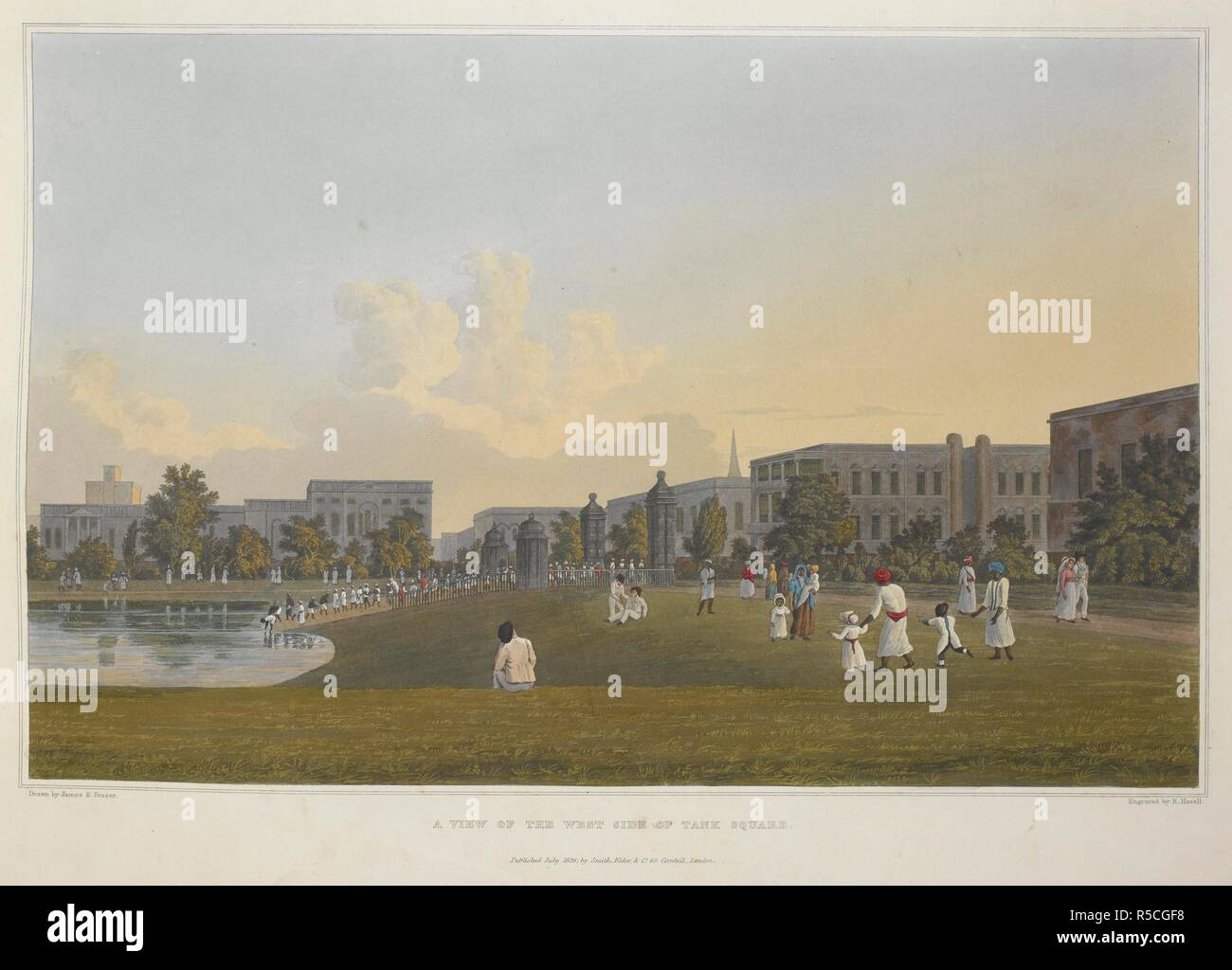 'A view of the west side of Tank Square'. Views of Calcutta / engraved by Robert Havell. Rodwell and Martin and Smith, Elder & Co., [1824-1826]. Coloured aquatint after J. B. Fraser. Source: X644(22). Stock Photo