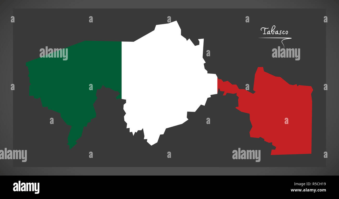 Tabasco map with Mexican national flag illustration Stock Photo Alamy