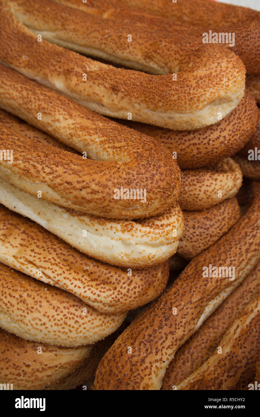 Israel, Jerusalem, Old City, Mt. Zion, sesame round bread Stock Photo