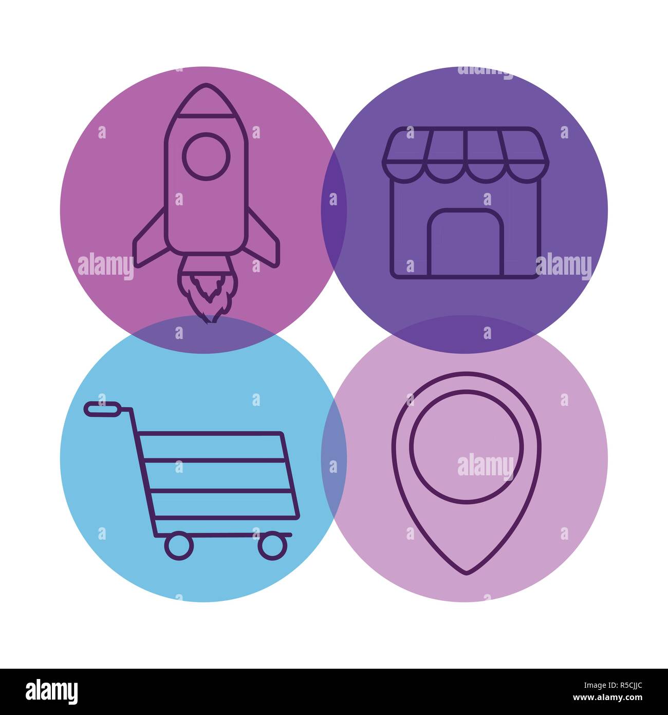 shopping cart with set icons vector illustration design Stock Vector ...