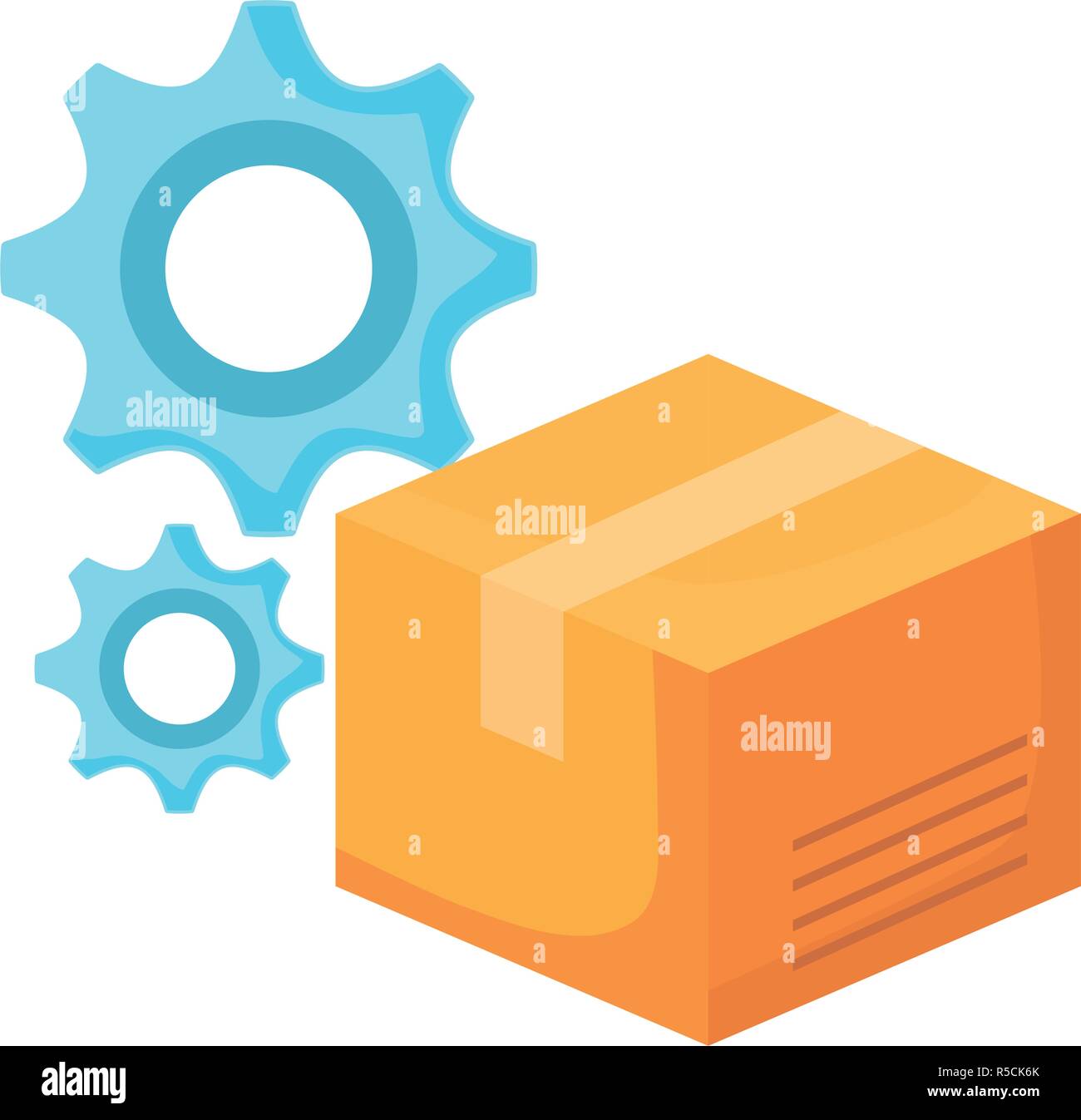 online shopping commerce cardboard box gears vector illustration Stock ...