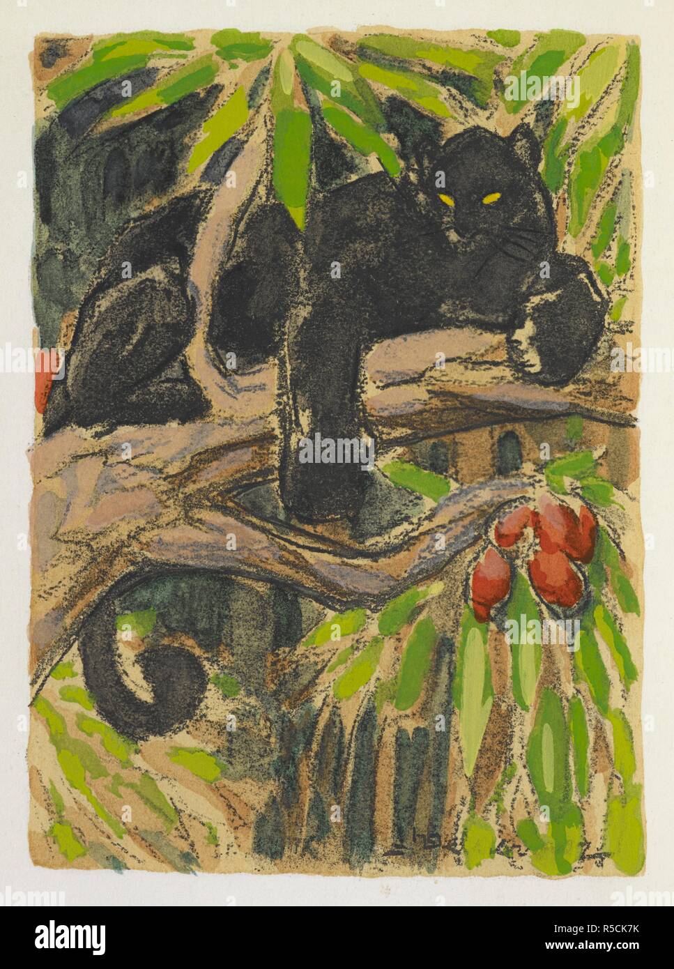 Bagheera the black Panther. Le Second livre de la Jungle. Traduction de Louis Fabulet et Robert d'HumieÌ€res. Paris, [1899]. Source: File 617 frontispiece. Author: KIPLING, RUDYARD. Stock Photo