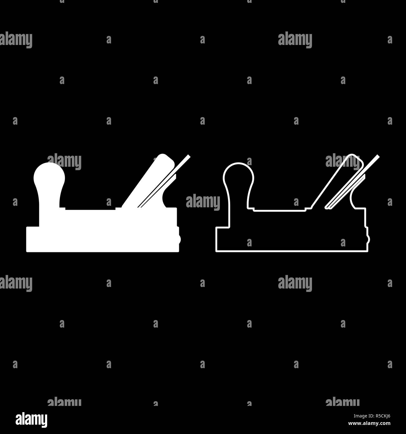 Jointer plane with wood icon set white color vector I flat style simple ...