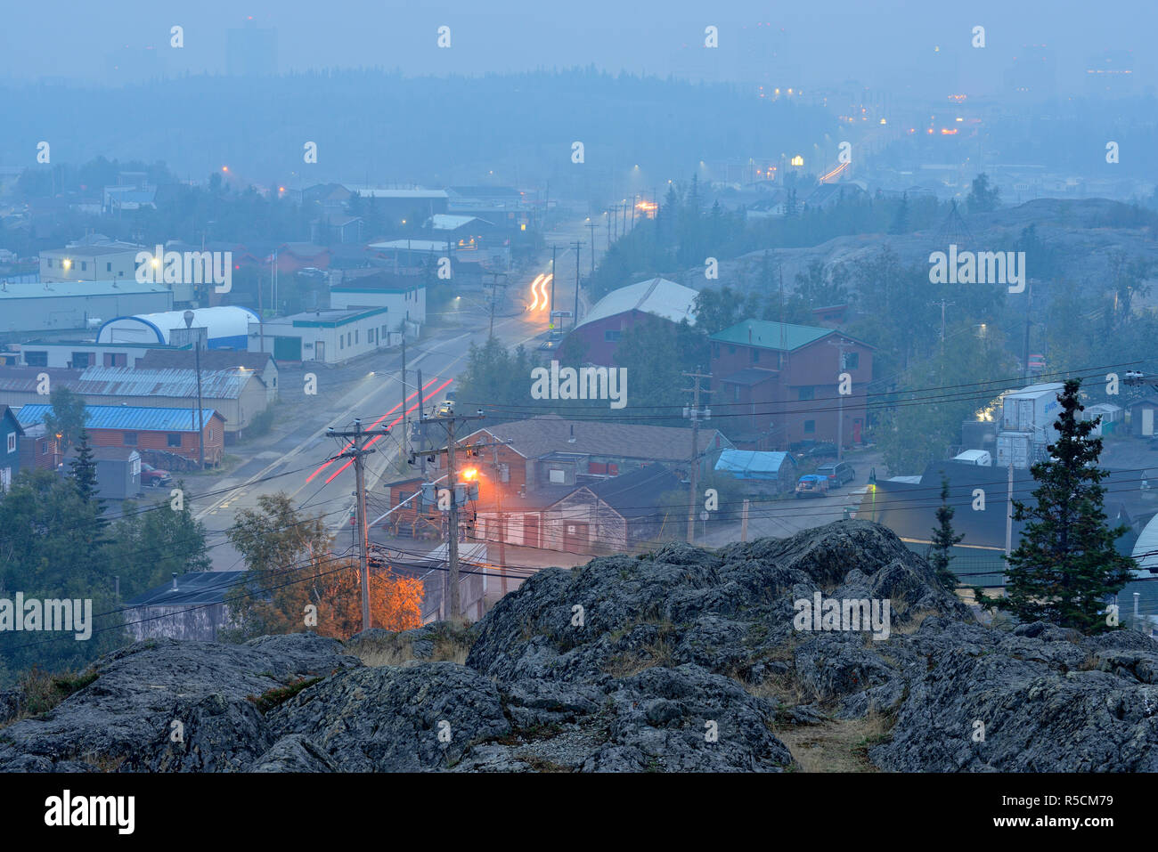 Old Town of Yellowknife from Pilot's Monument, Yellowknife, Northwest Territories, Canada, Stock Photo