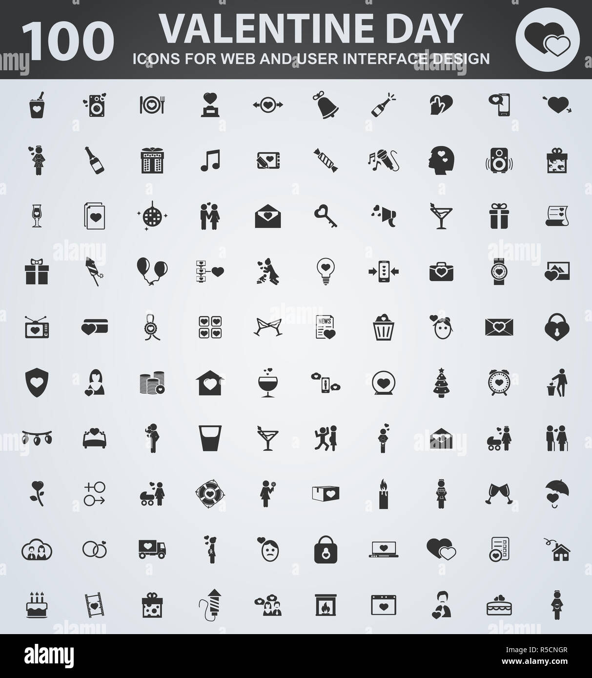 Valentine day icons set Stock Photo - Alamy